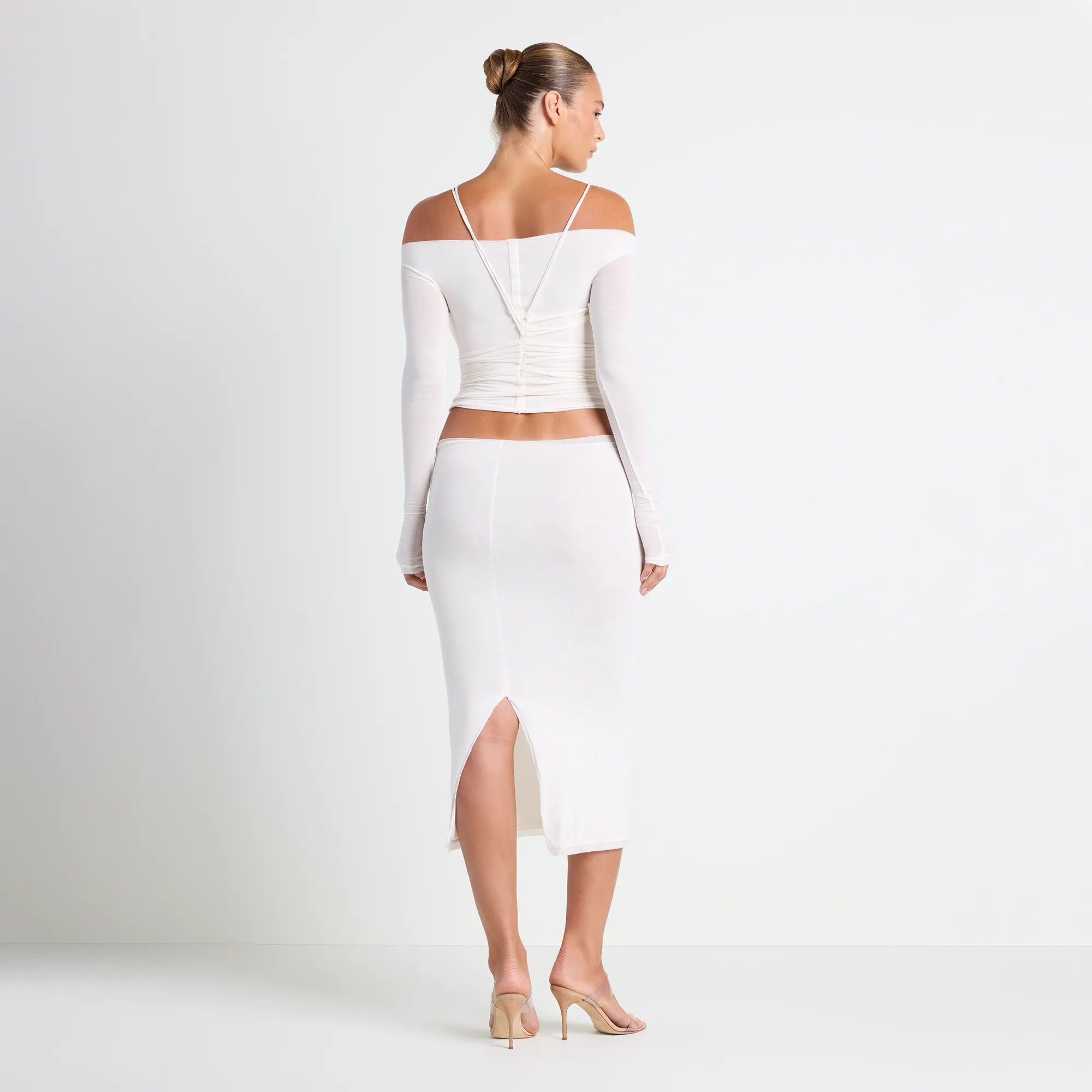 VETTESE X SKIMS SHEER MODAL MIDI SKIRT | ECRU - Image 5