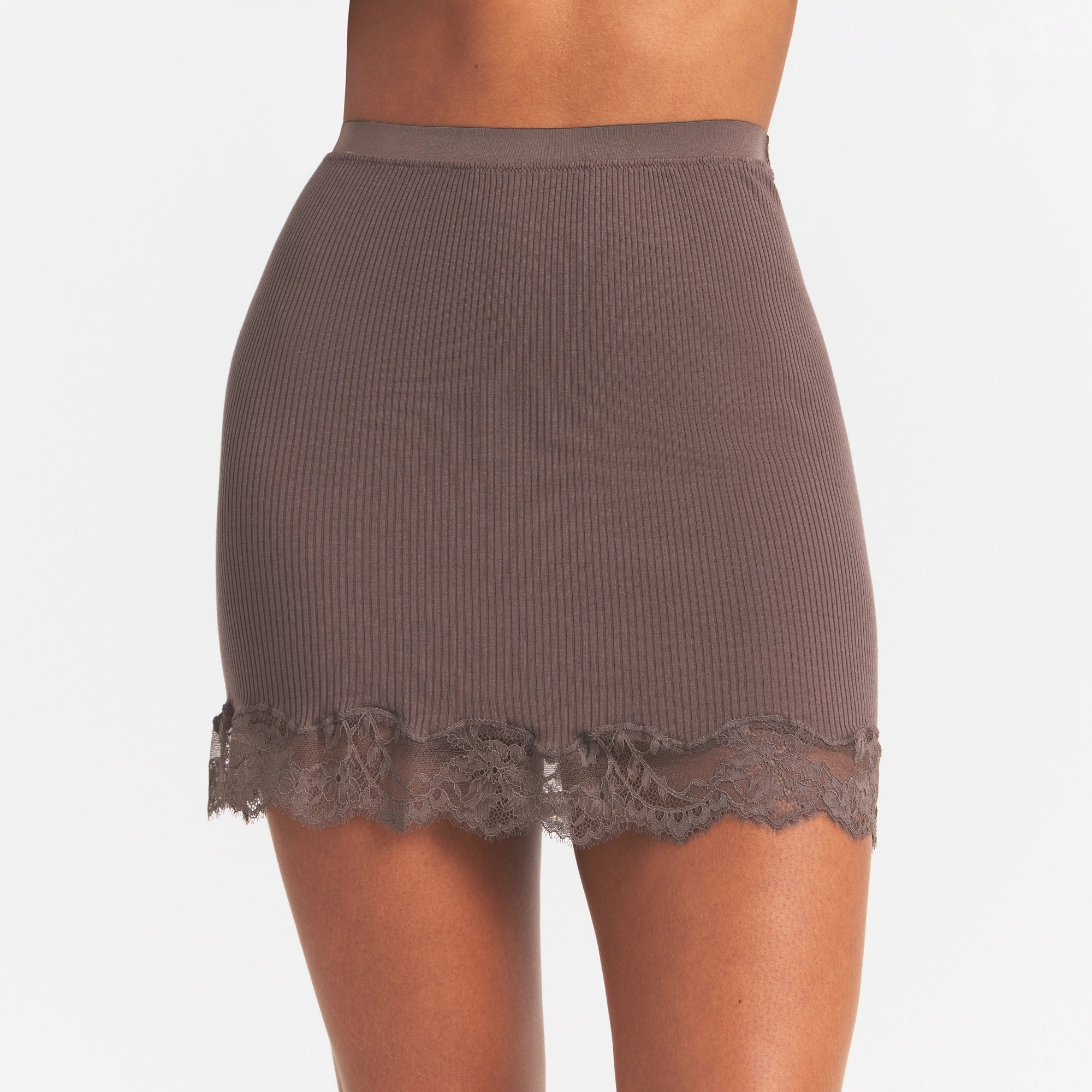 RIB KNIT LACE MINI SKIRT | AMETHYST - Image 3