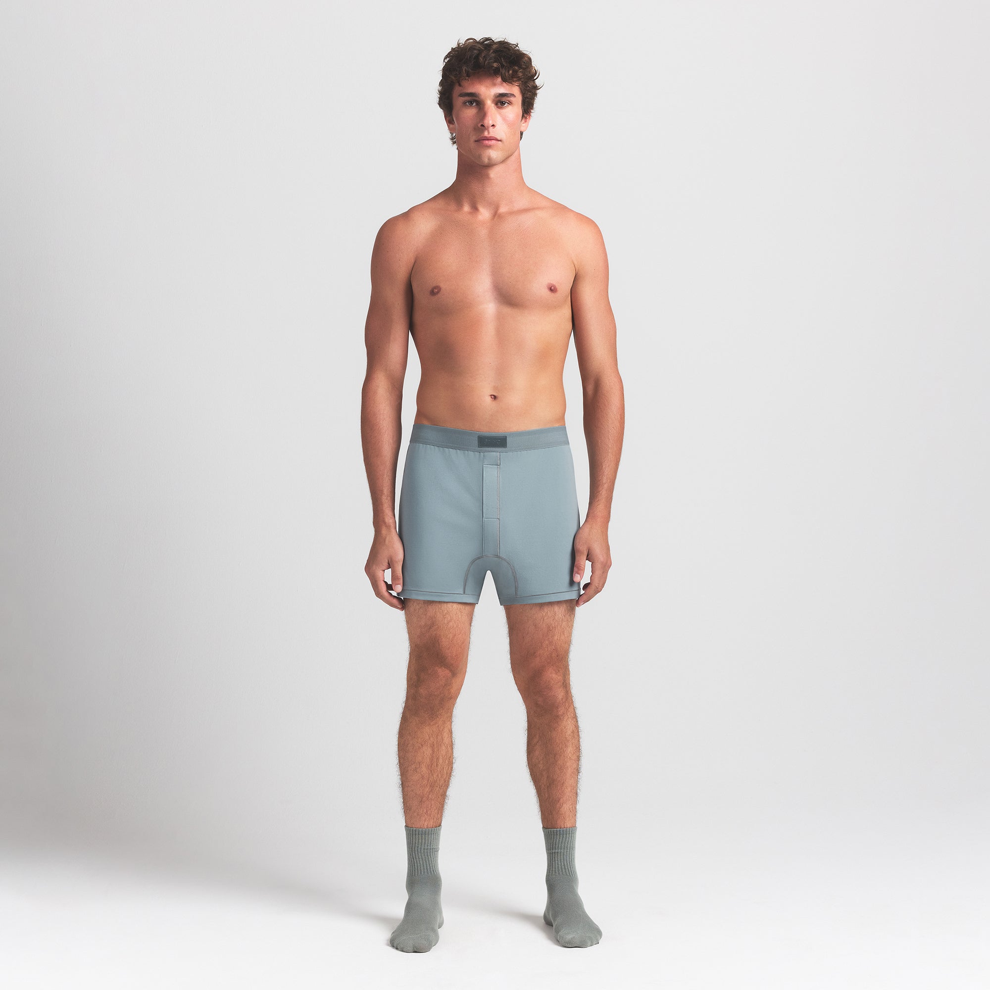 SKIMS COTTON MENS KNIT BOXER | SKY - Image 2
