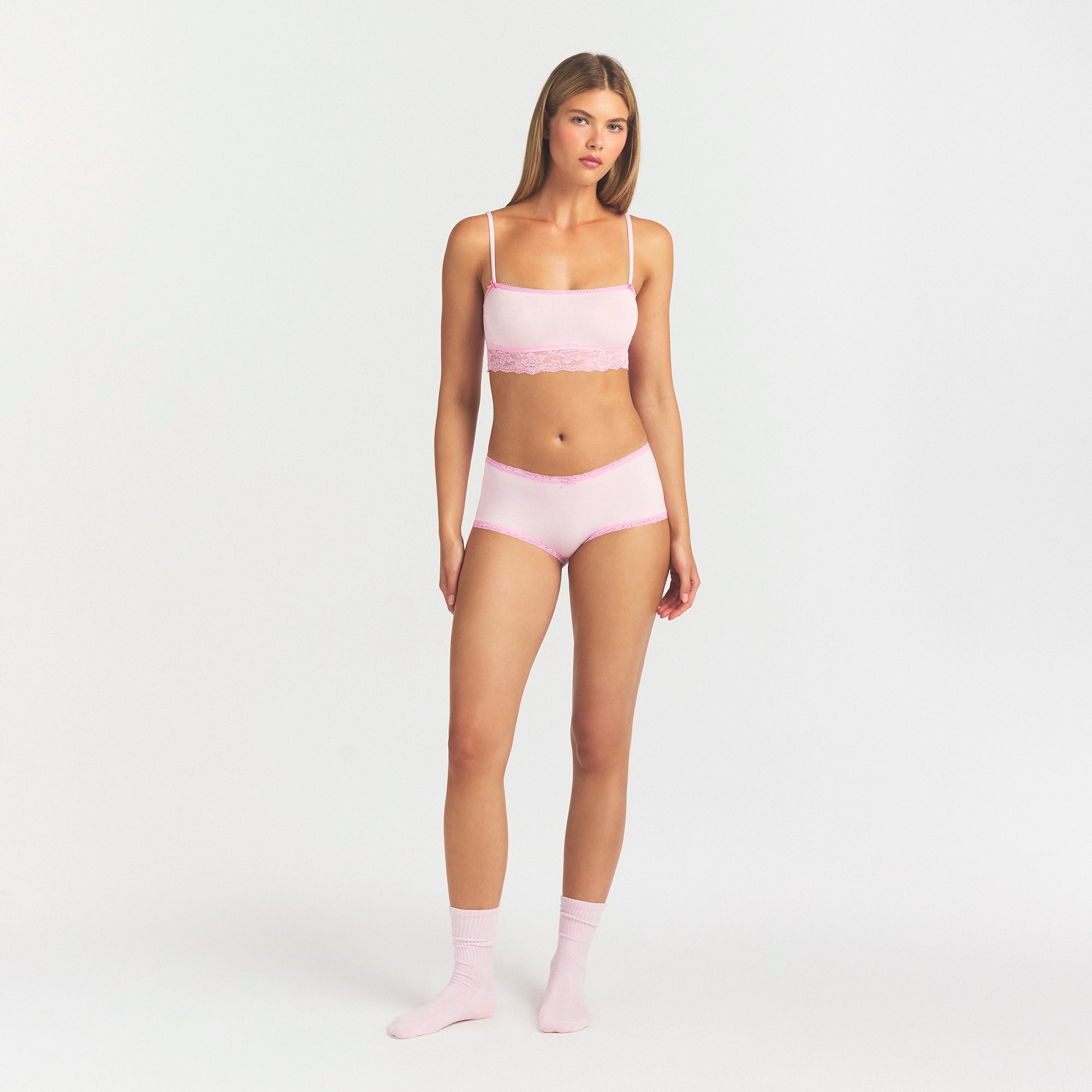 LIGHTWEIGHT COTTON LACE BOY SHORT | CHERRY BLOSSOM - Image 2