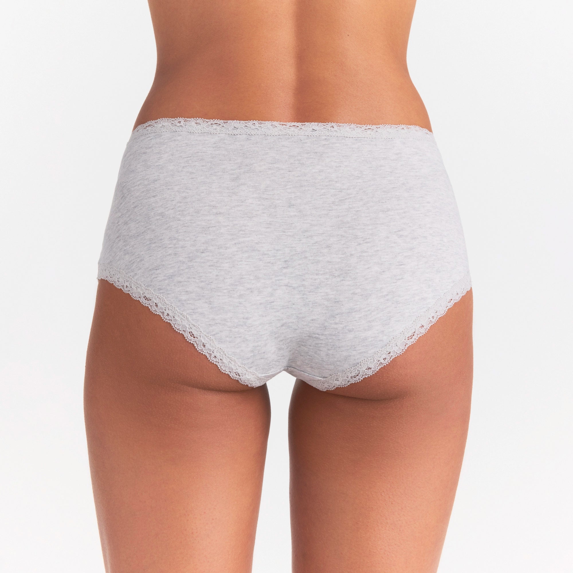 LIGHTWEIGHT COTTON LACE BOY SHORT | LIGHT HEATHER GREY - Image 4