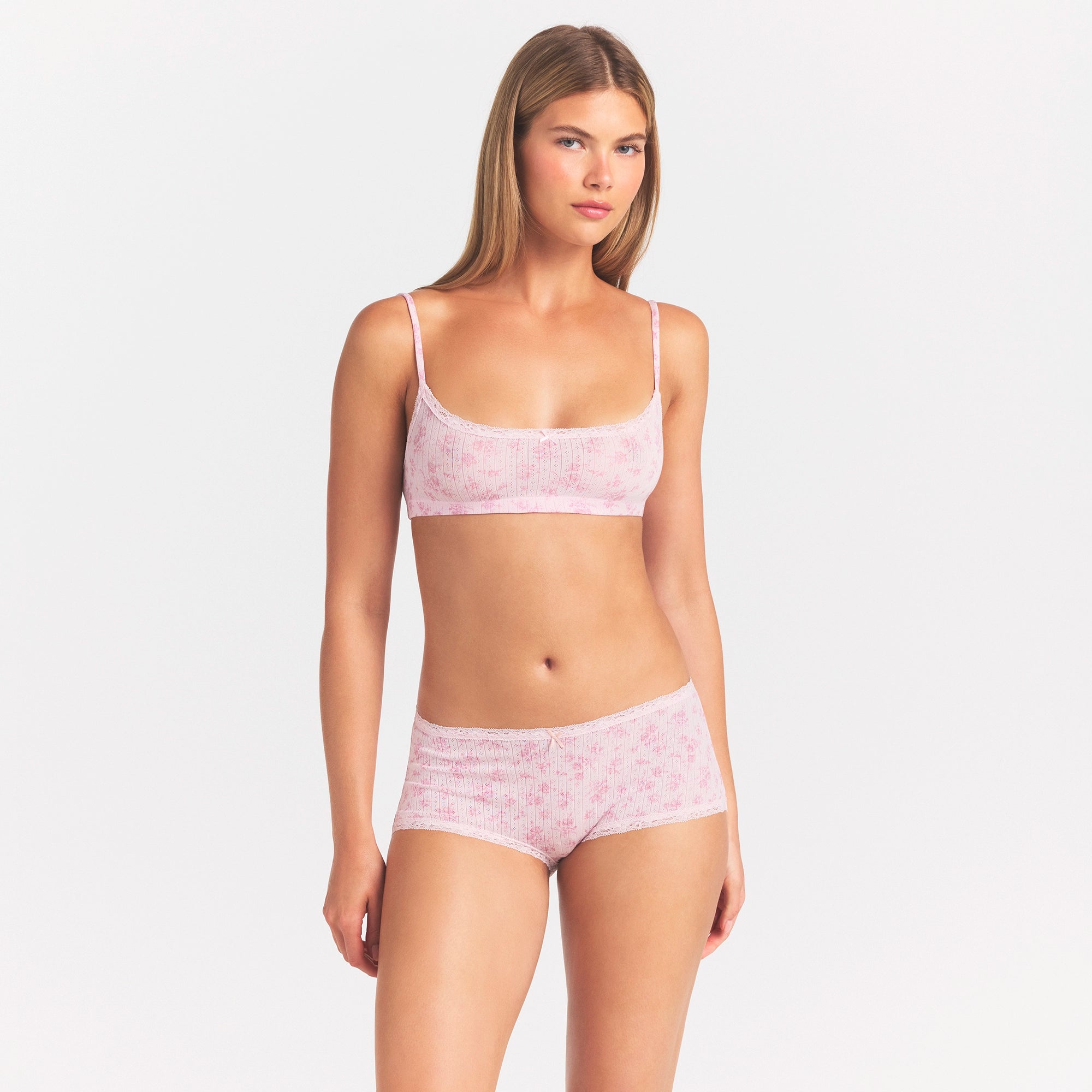 LIGHTWEIGHT COTTON POINTELLE LACE BOY SHORT | BLOOM DAINTY FLORAL - Image 3