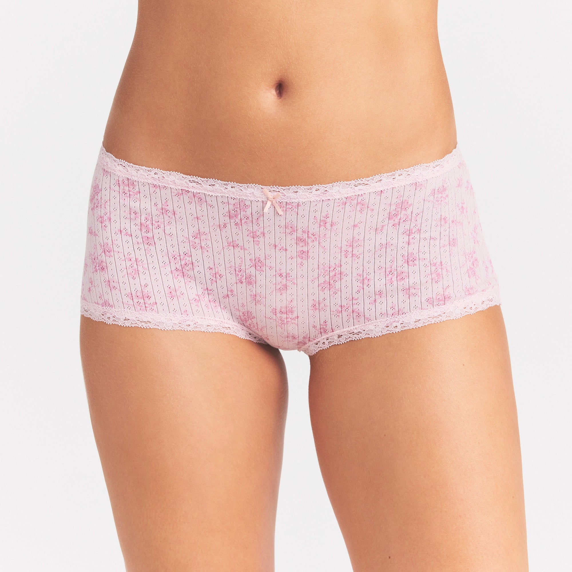 LIGHTWEIGHT COTTON POINTELLE LACE BOY SHORT | BLOOM DAINTY FLORAL - Image 4