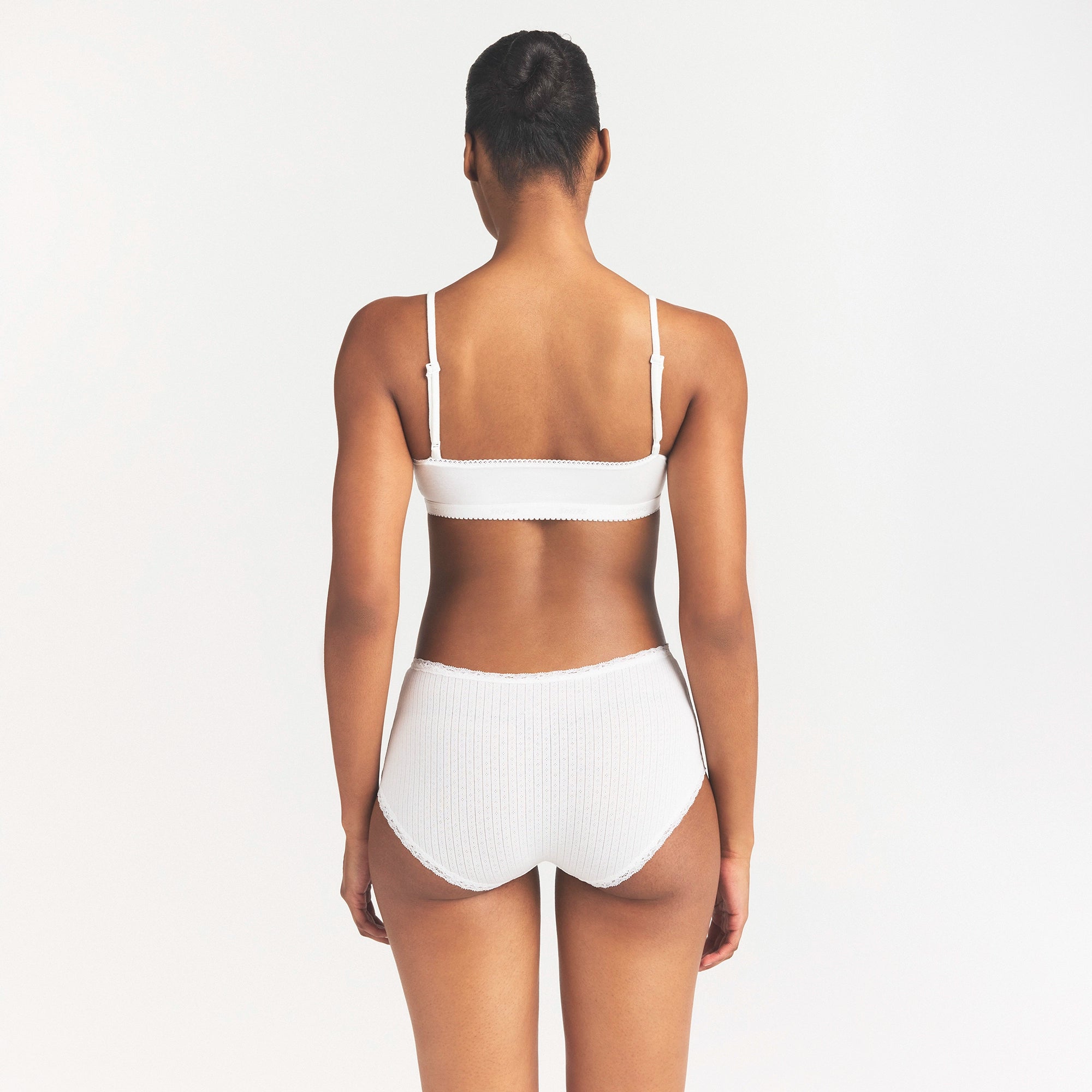 LIGHTWEIGHT COTTON POINTELLE LACE BOY SHORT | SNOW - Image 5