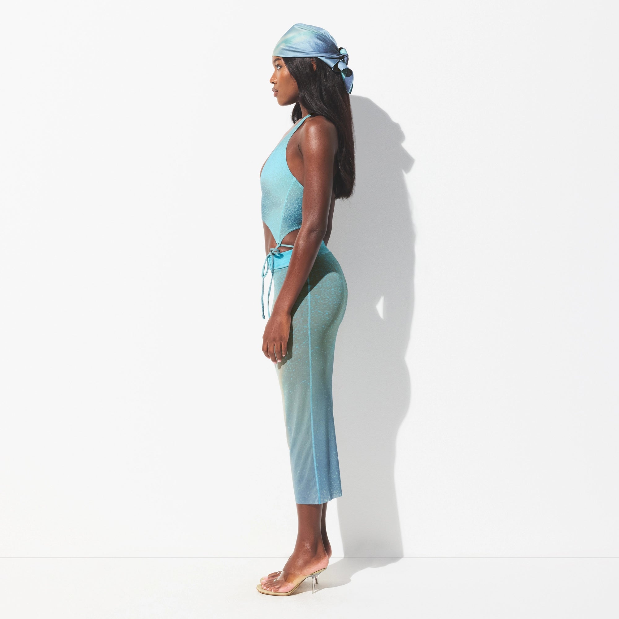 MESH COVER-UPS MIDI SKIRT | CYAN FK BODY PRINT - Image 4