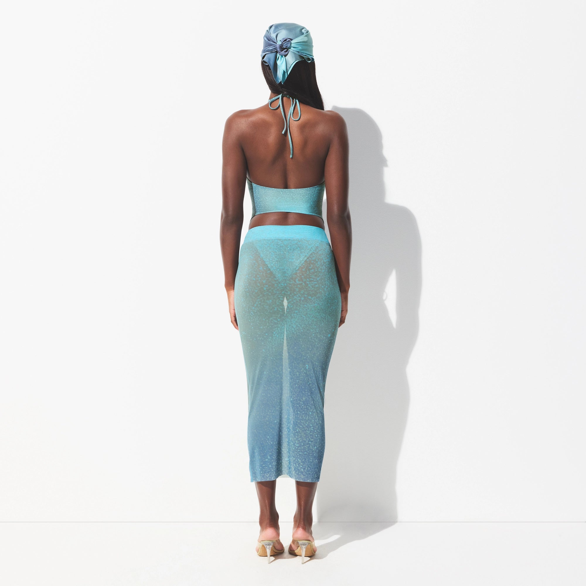 MESH COVER-UPS MIDI SKIRT | CYAN FK BODY PRINT - Image 5