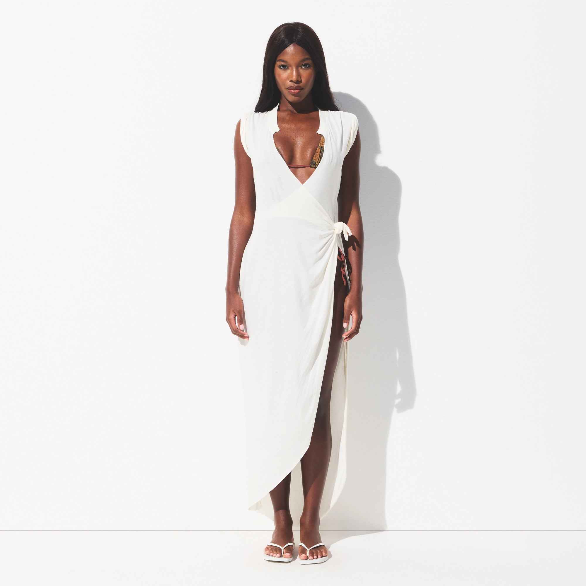 SWIM COVER-UPS COTTON TIE DRESS | EGRET - Image 2