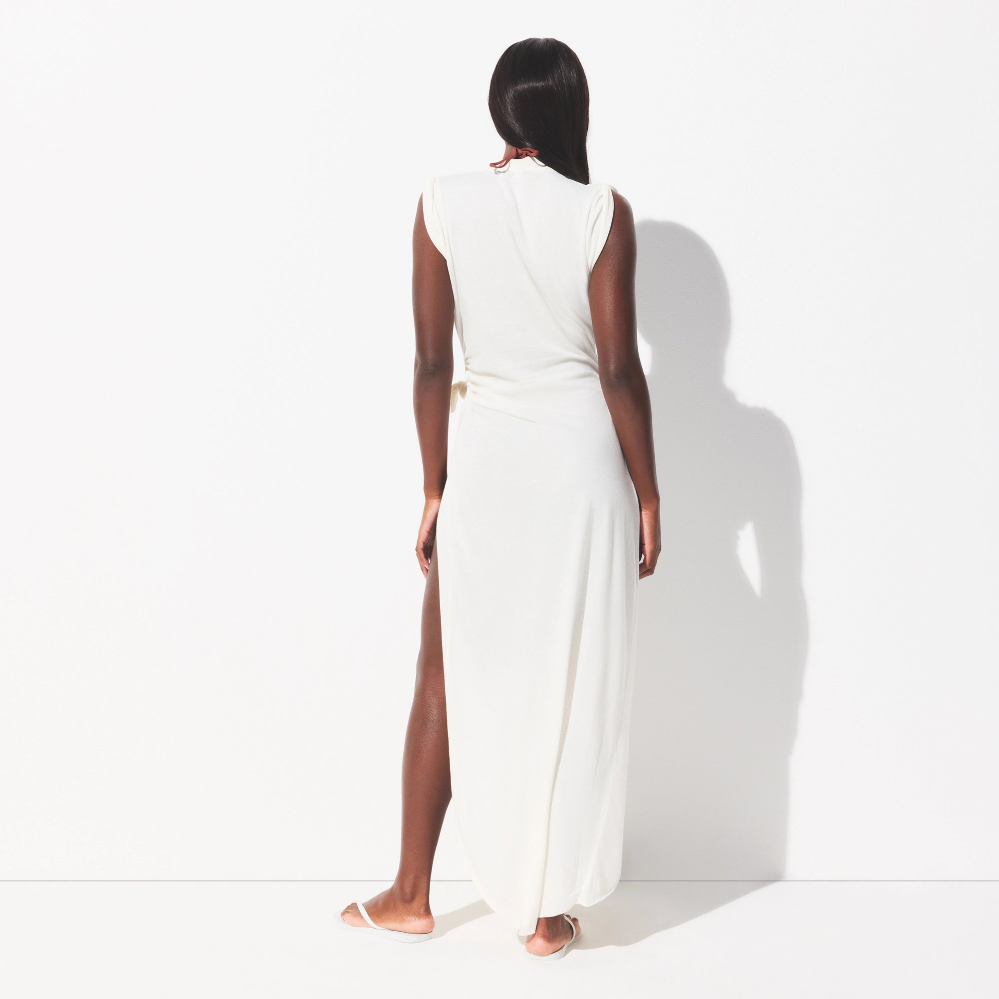 SWIM COVER-UPS COTTON TIE DRESS | EGRET - Image 4