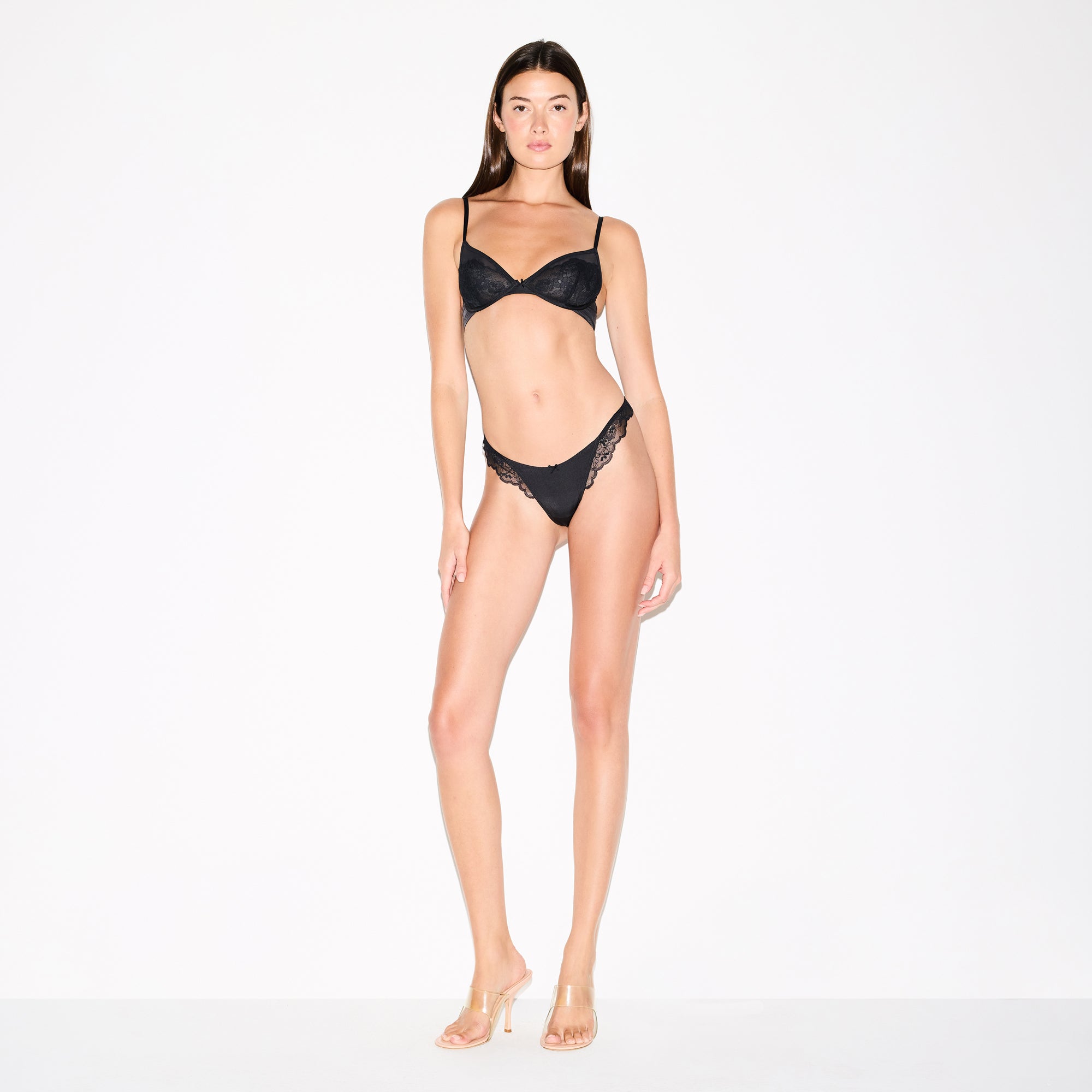 SKIMS LACE UNLINED DEMI BRA | ONYX - Image 2