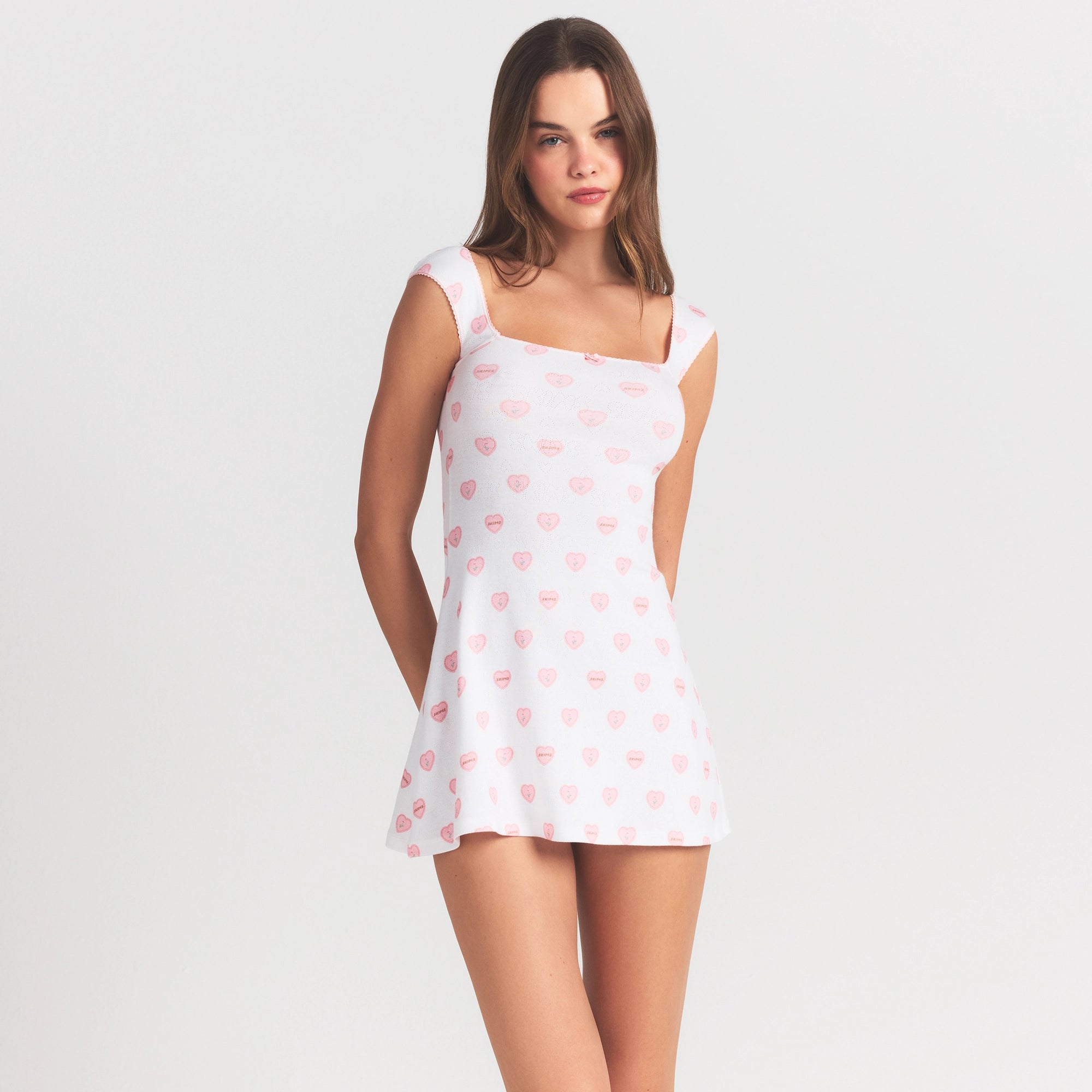 LOGO POINTELLE MINI DRESS | SNOW LACE HEARTS - Image 3