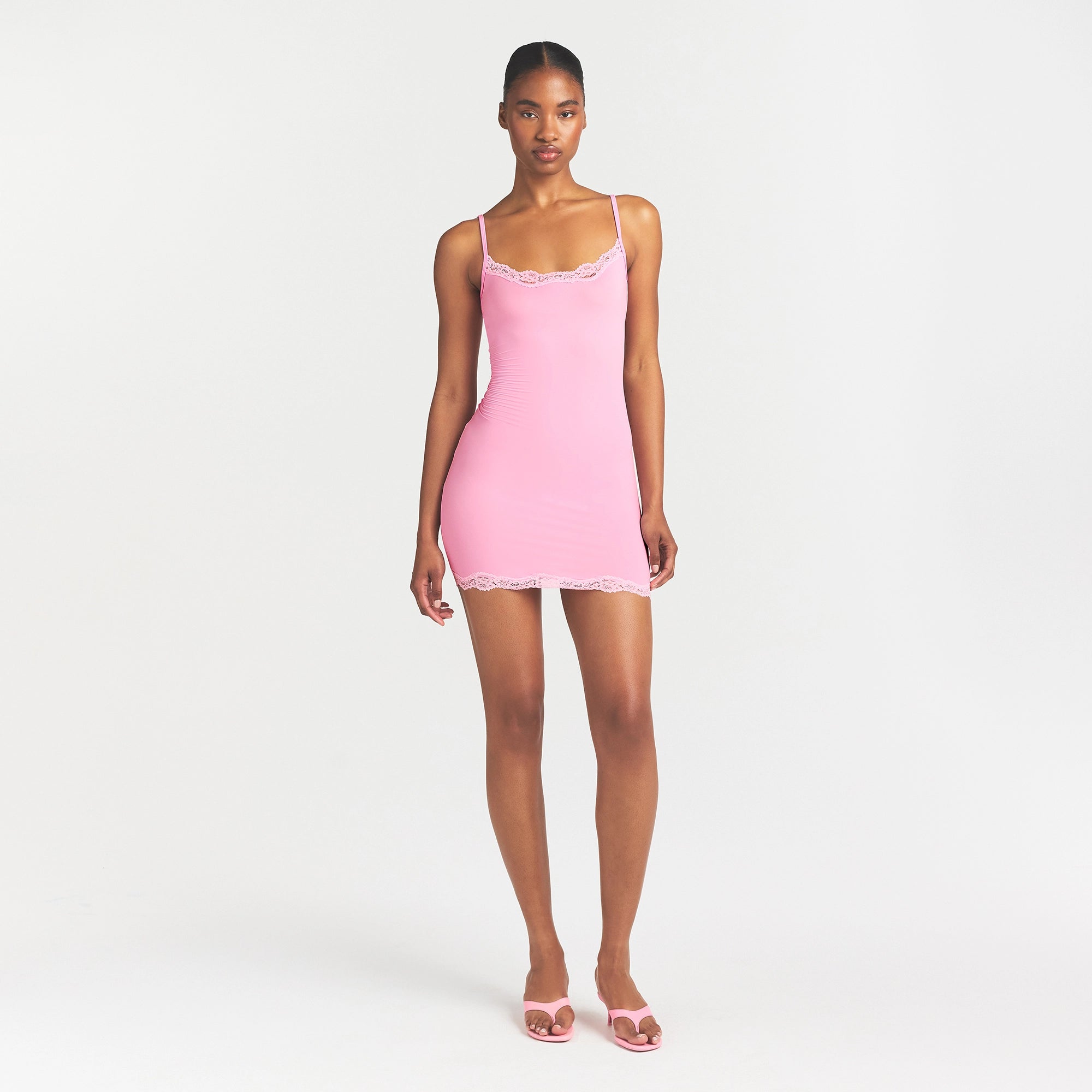 FITS EVERYBODY LACE SLIP DRESS | BUBBLE GUM TONAL - Image 2