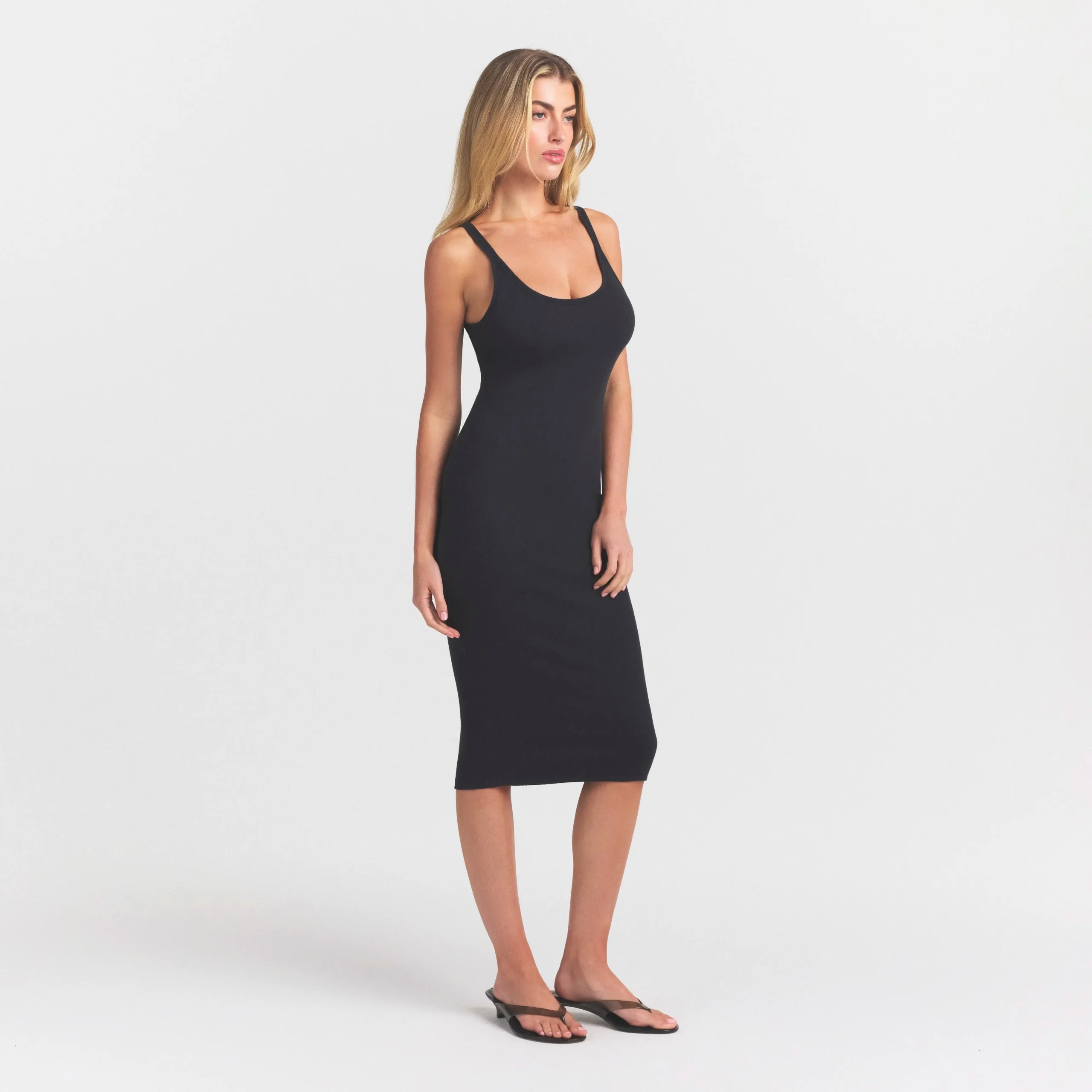 COTTON RIB TANK MIDI DRESS | SOOT - Image 5