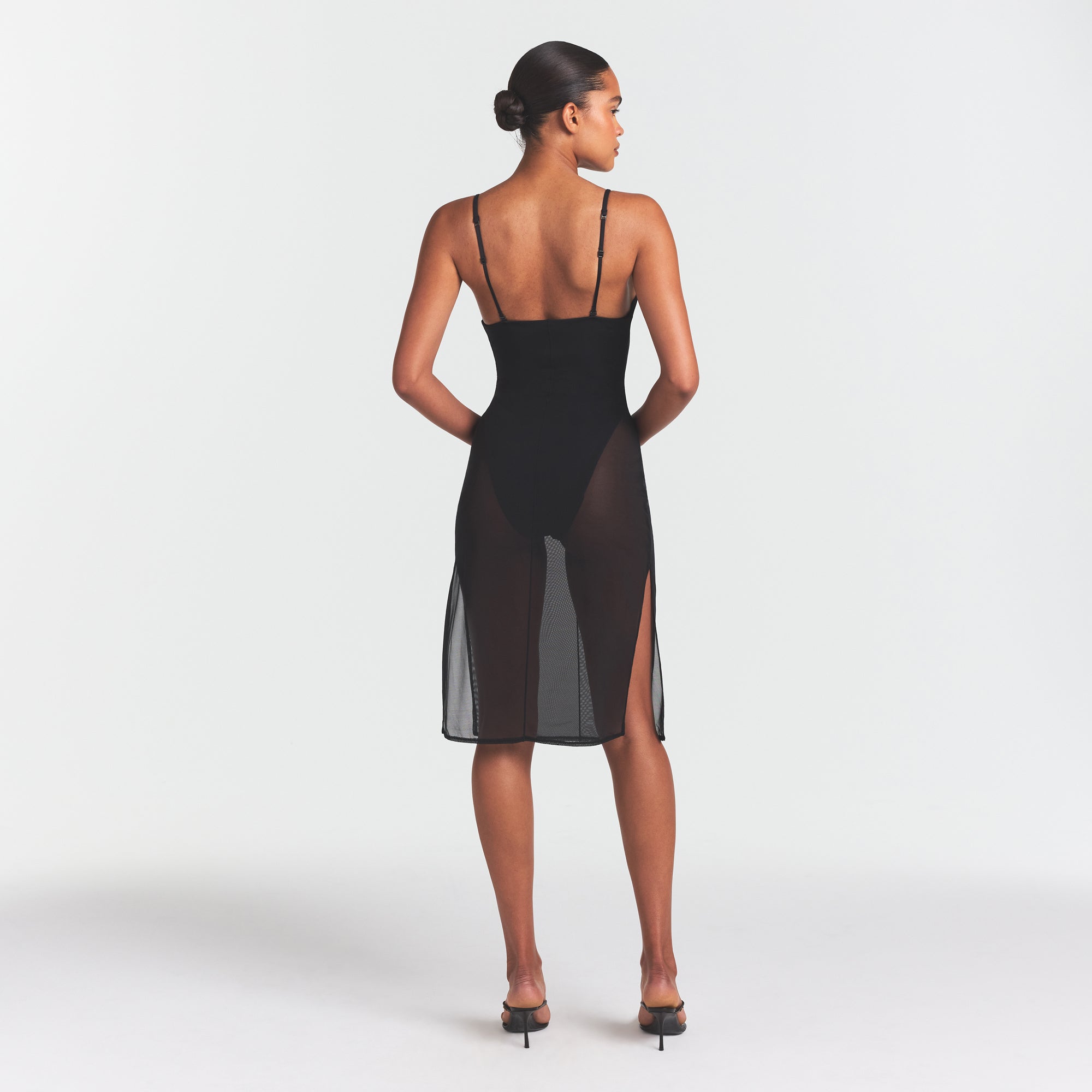 SKIMS BODY MESH PLUNGE MIDI DRESS | ONYX - Image 5