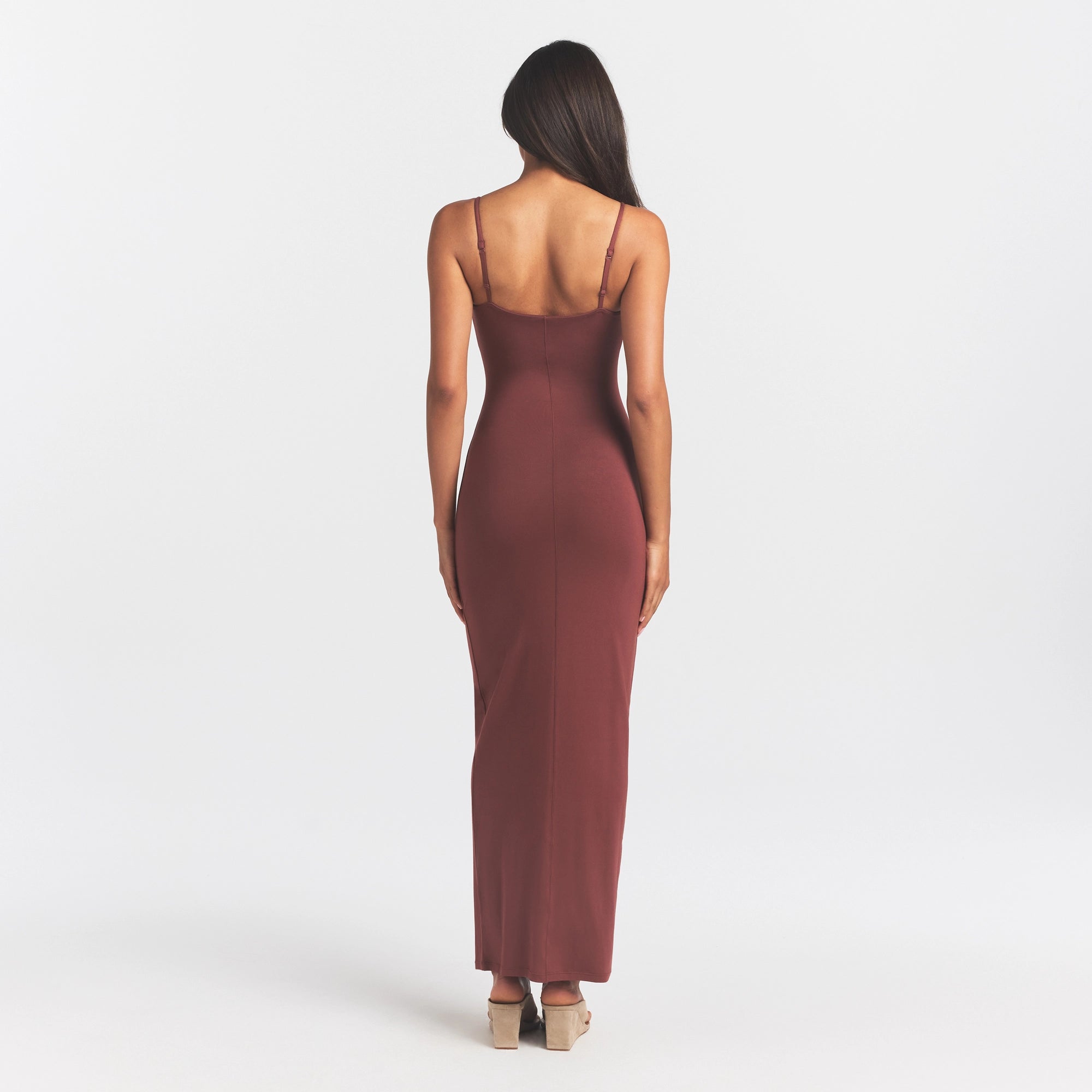 SMOOTH LAYERS SCOOP NECK LONG DRESS | HENNA - Image 5
