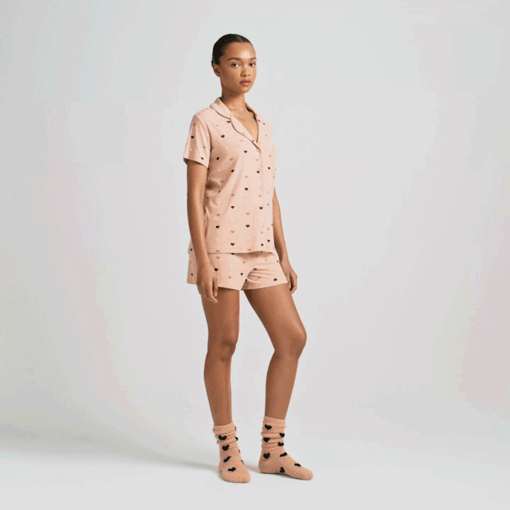 SOFT LOUNGE SHORT SLEEP SET | MICA MINI HEART HALFDROP - Image 6
