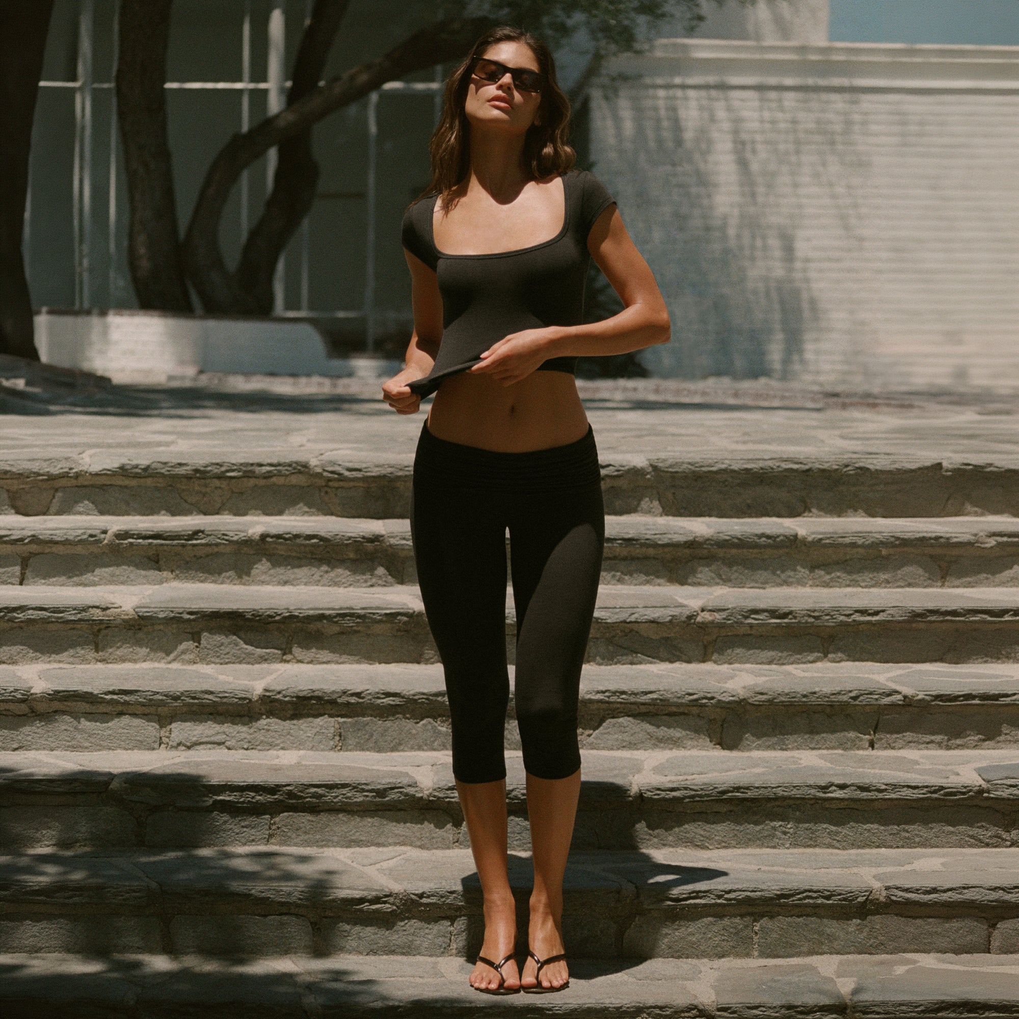 COTTON JERSEY FOLDOVER CAPRI | SOOT - Image 6
