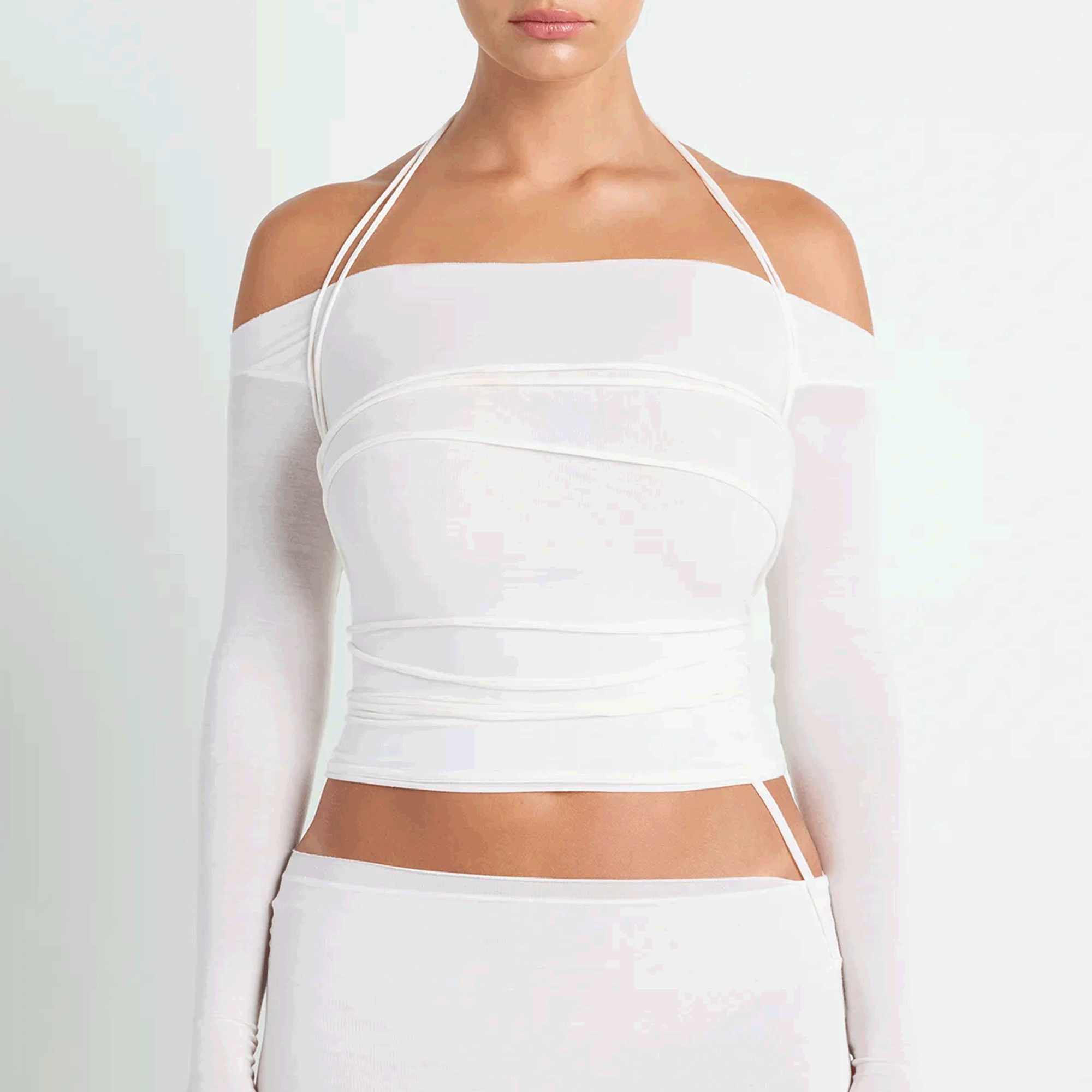 VETTESE X SKIMS SHEER MODAL OFF THE SHOULDER TOP | ECRU - Image 5