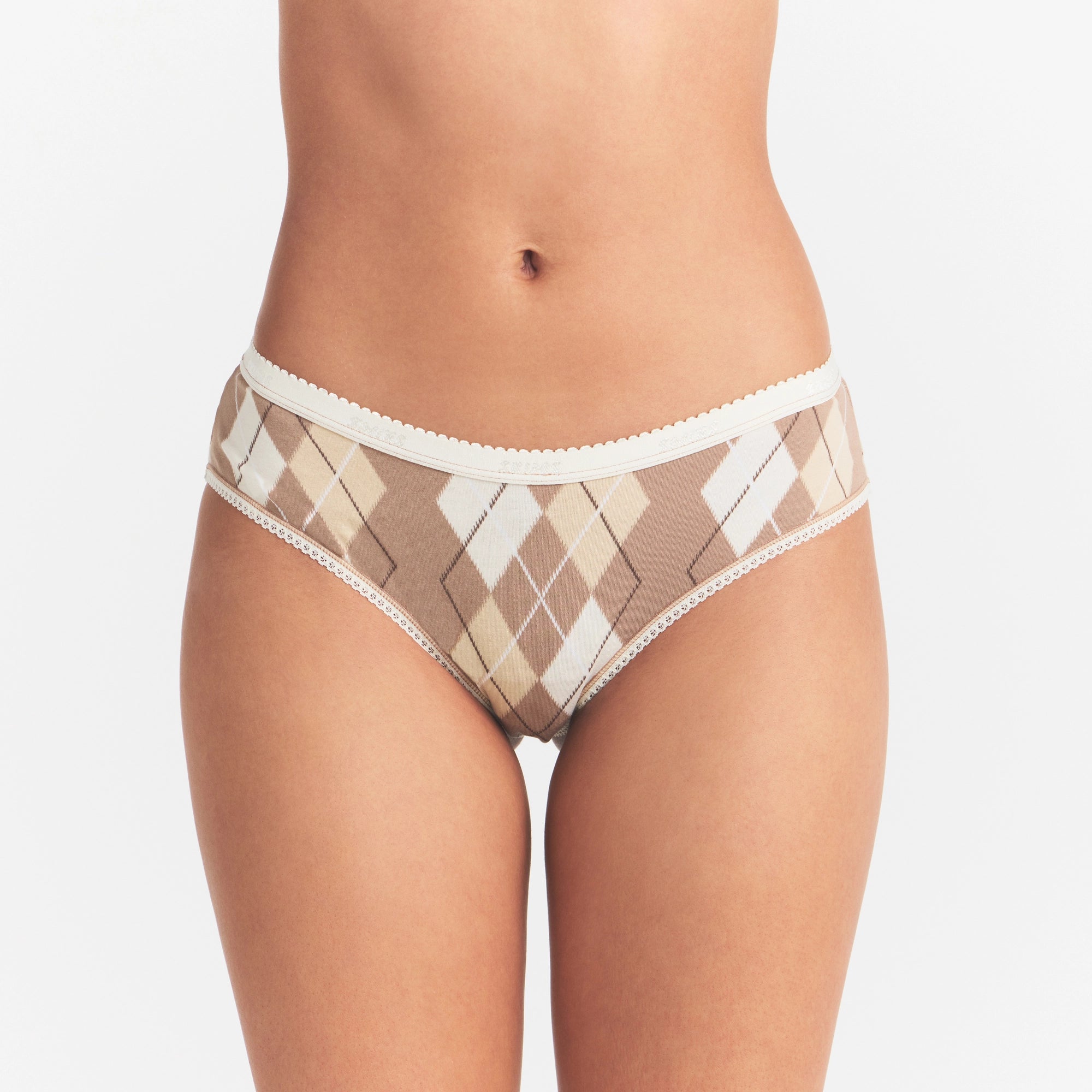 LIGHTWEIGHT COTTON LOGO PICOT HIPSTER | CAFE ARGYLE PRINT - Image 3