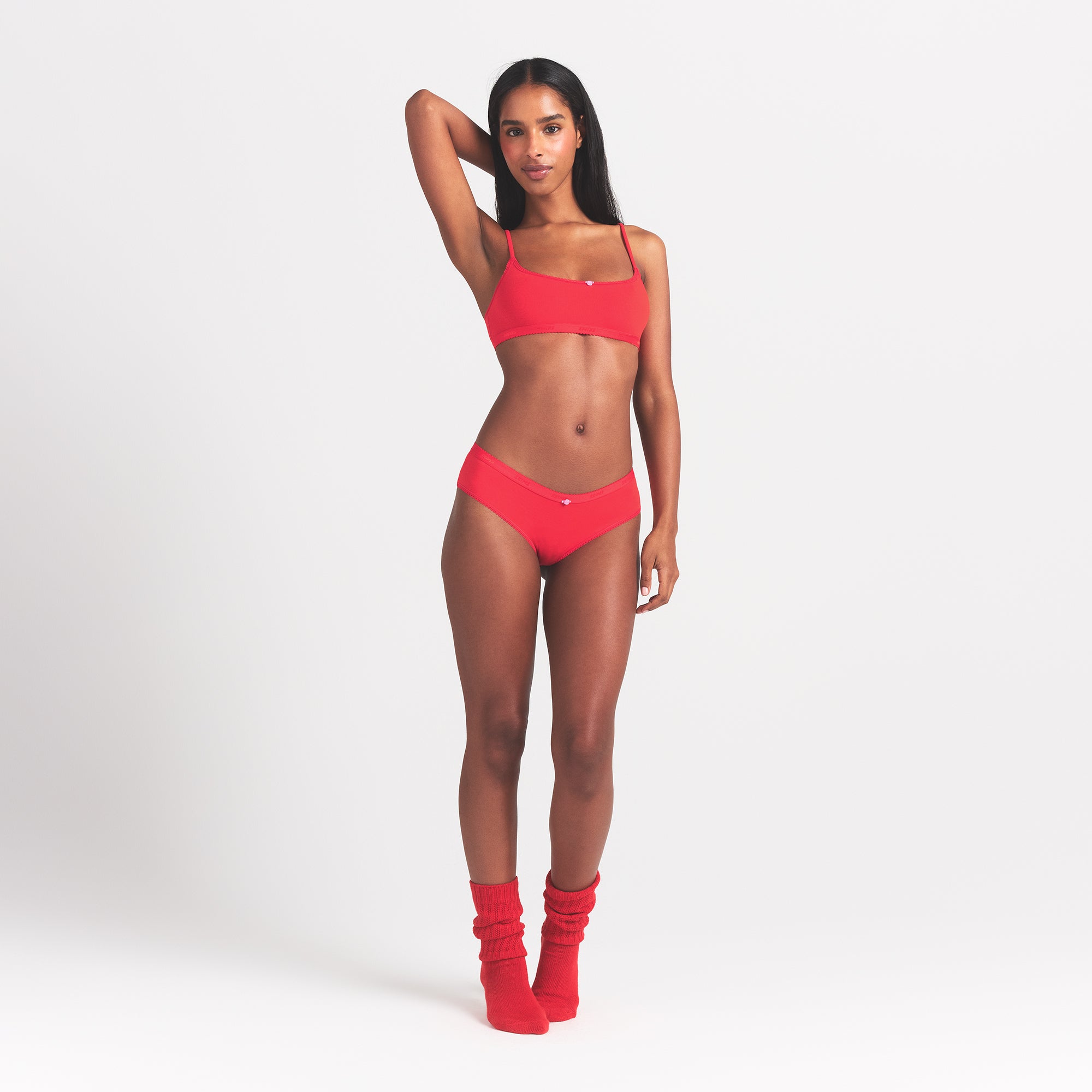LIGHTWEIGHT COTTON LOGO PICOT HIPSTER | RUBY TONAL - Image 2