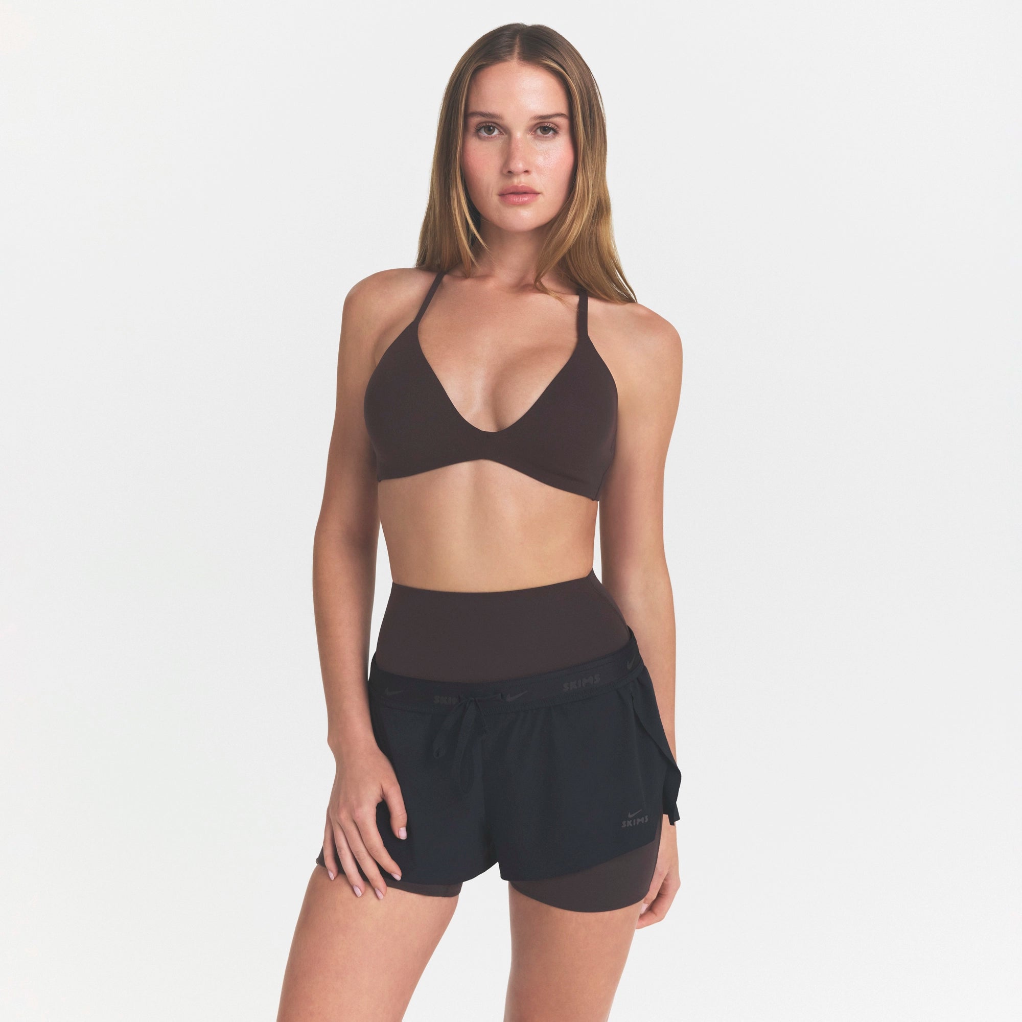 NikeSKIMS STUDIO STRETCH T-BACK TRIANGLE BRA | DARK ROAST - Image 4