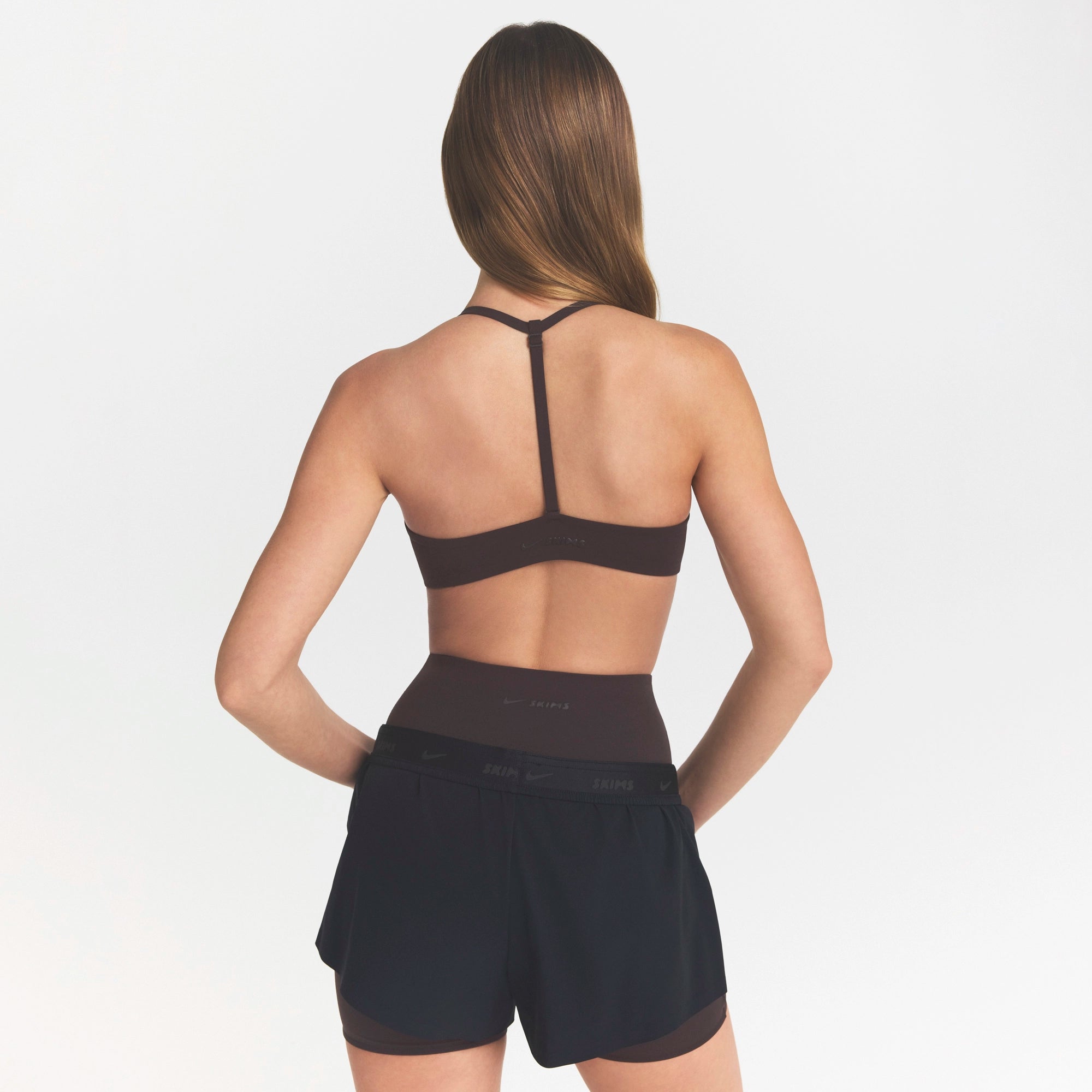 NikeSKIMS STUDIO STRETCH T-BACK TRIANGLE BRA | DARK ROAST - Image 5