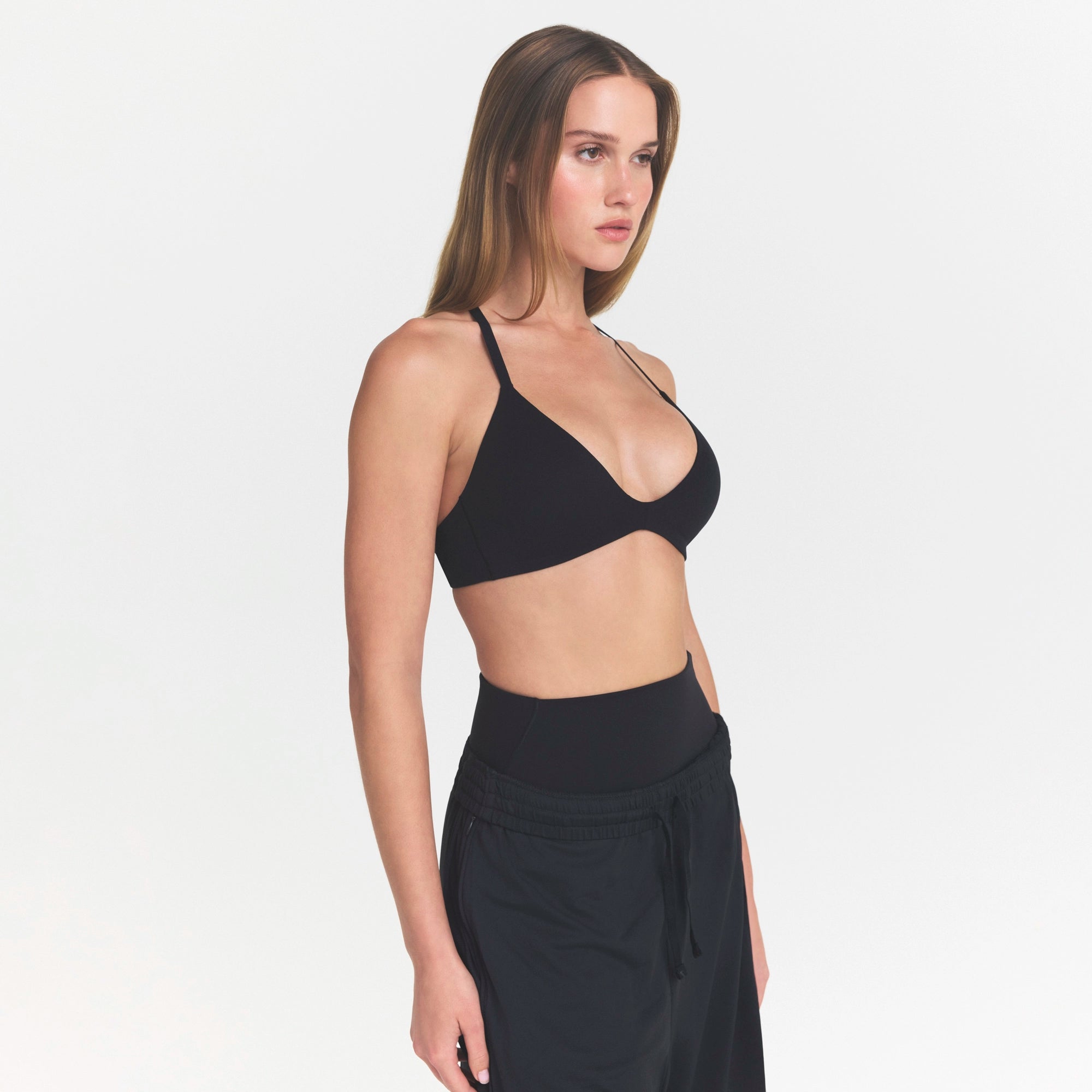 NikeSKIMS STUDIO STRETCH T-BACK TRIANGLE BRA | OBSIDIAN - Image 5