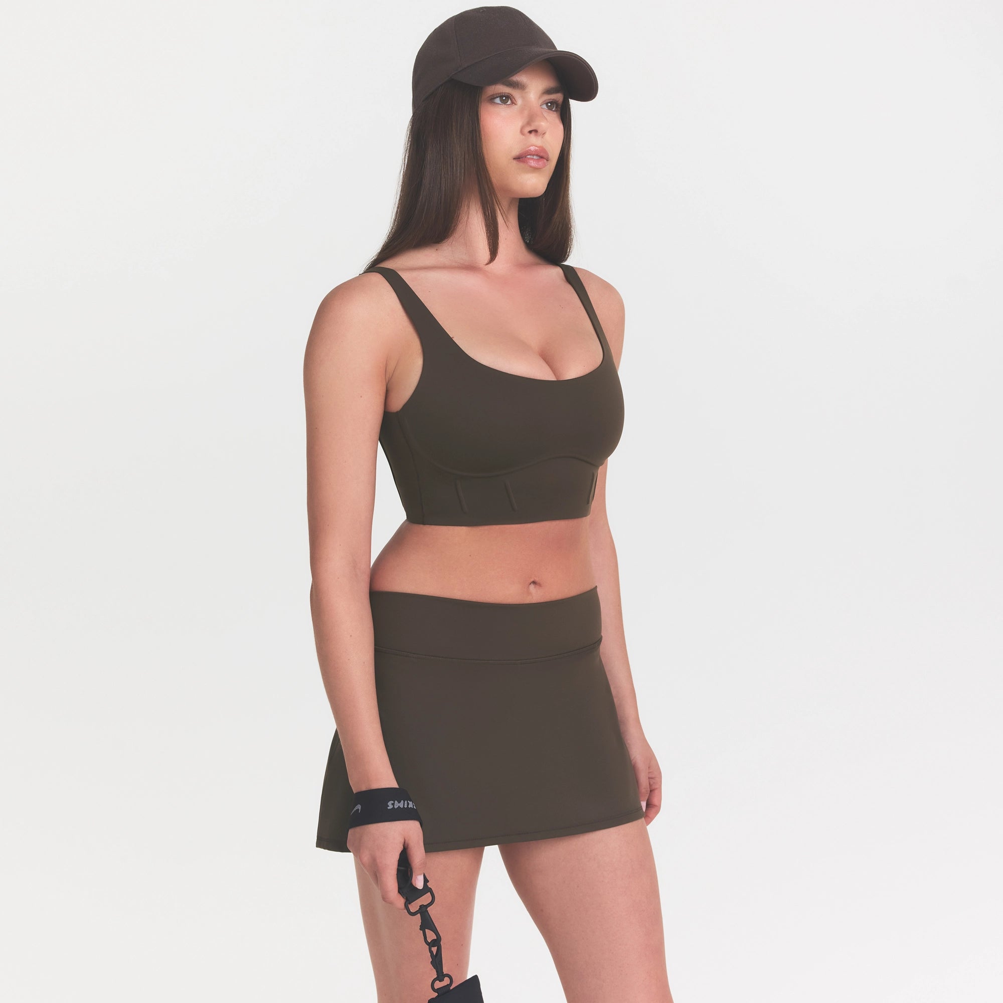 NikeSKIMS MATTE LONGLINE CORSET BRA | DARK SEPIA - Image 3