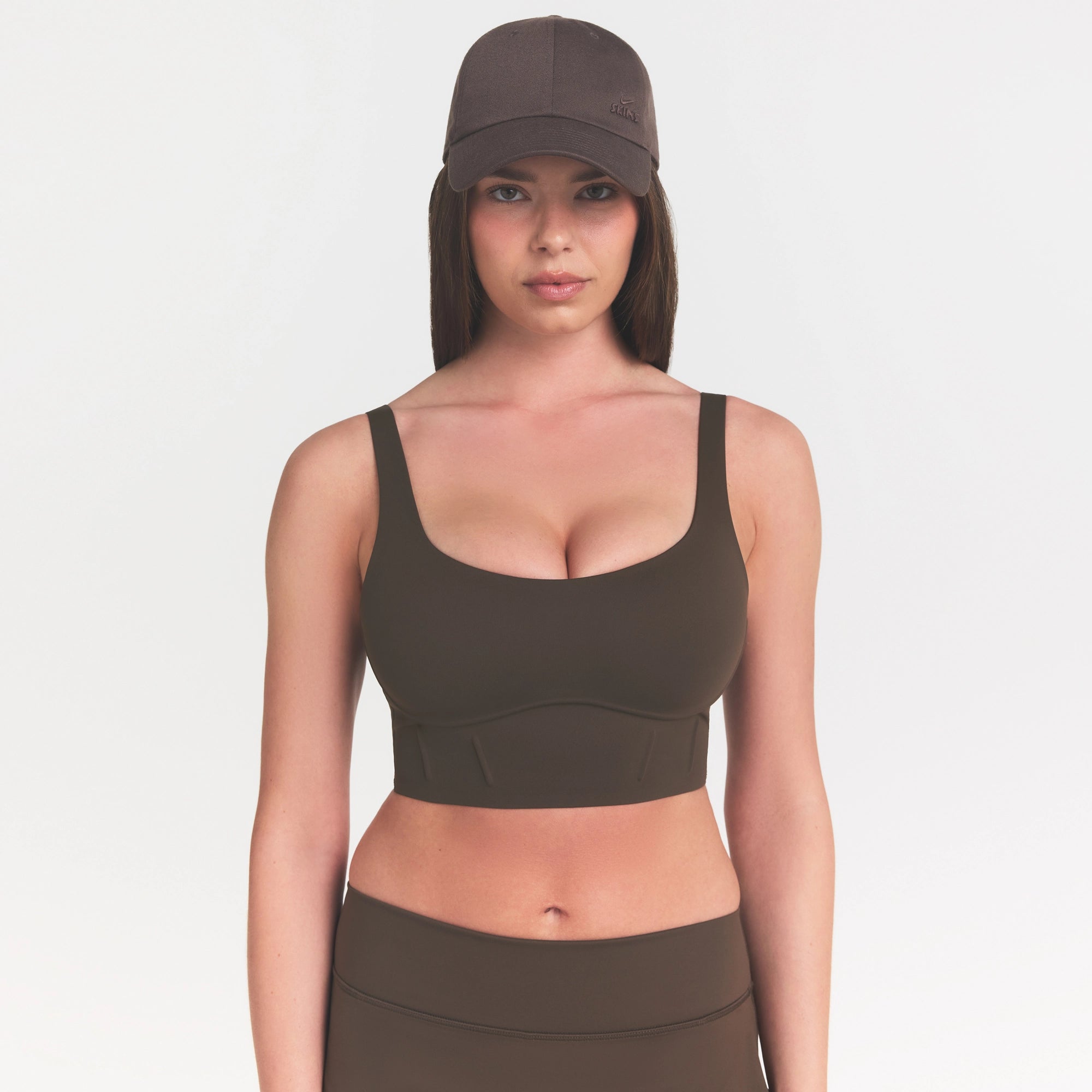 NikeSKIMS MATTE LONGLINE CORSET BRA | DARK SEPIA - Image 4