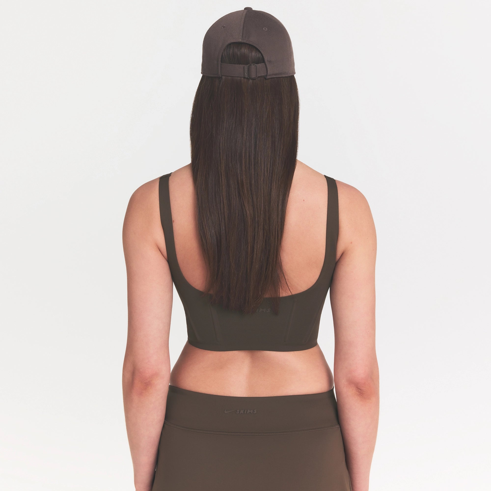 NikeSKIMS MATTE LONGLINE CORSET BRA | DARK SEPIA - Image 5