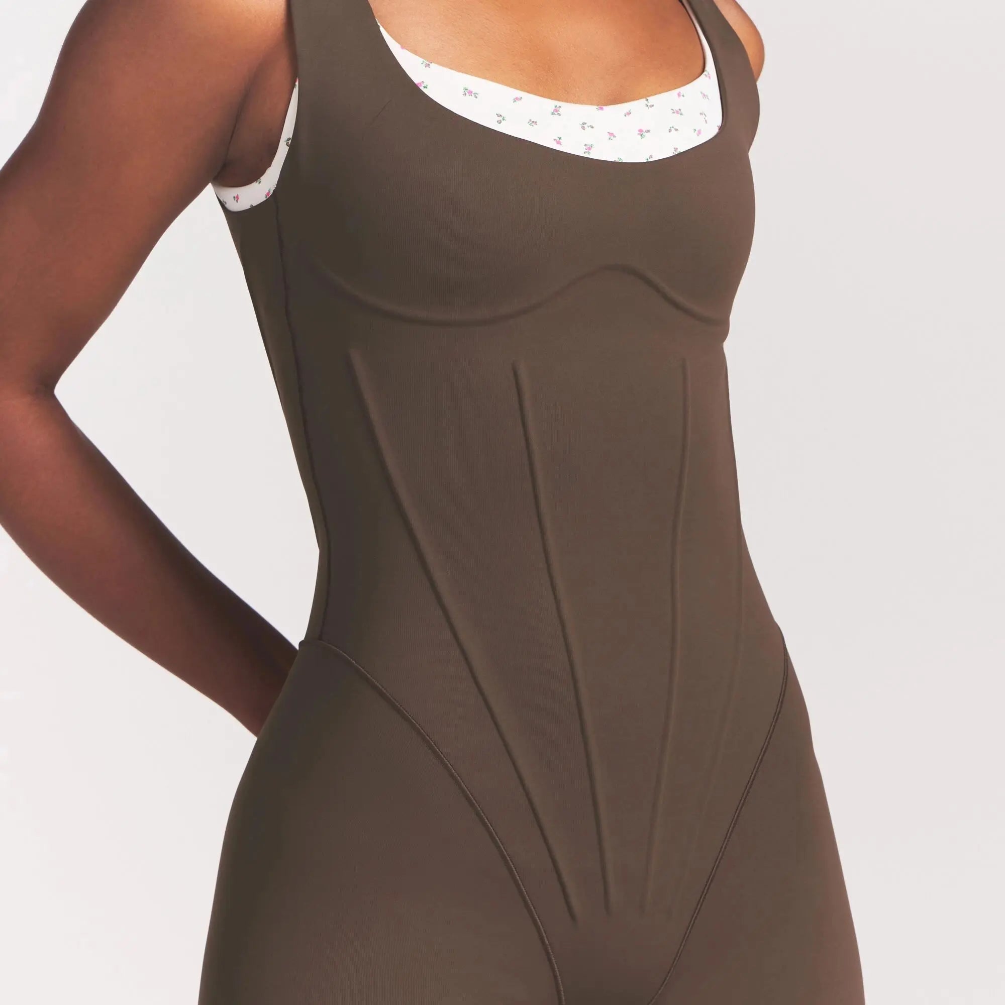 NikeSKIMS MATTE CORSET 2 ONE PIECE | DARK SEPIA - Image 4