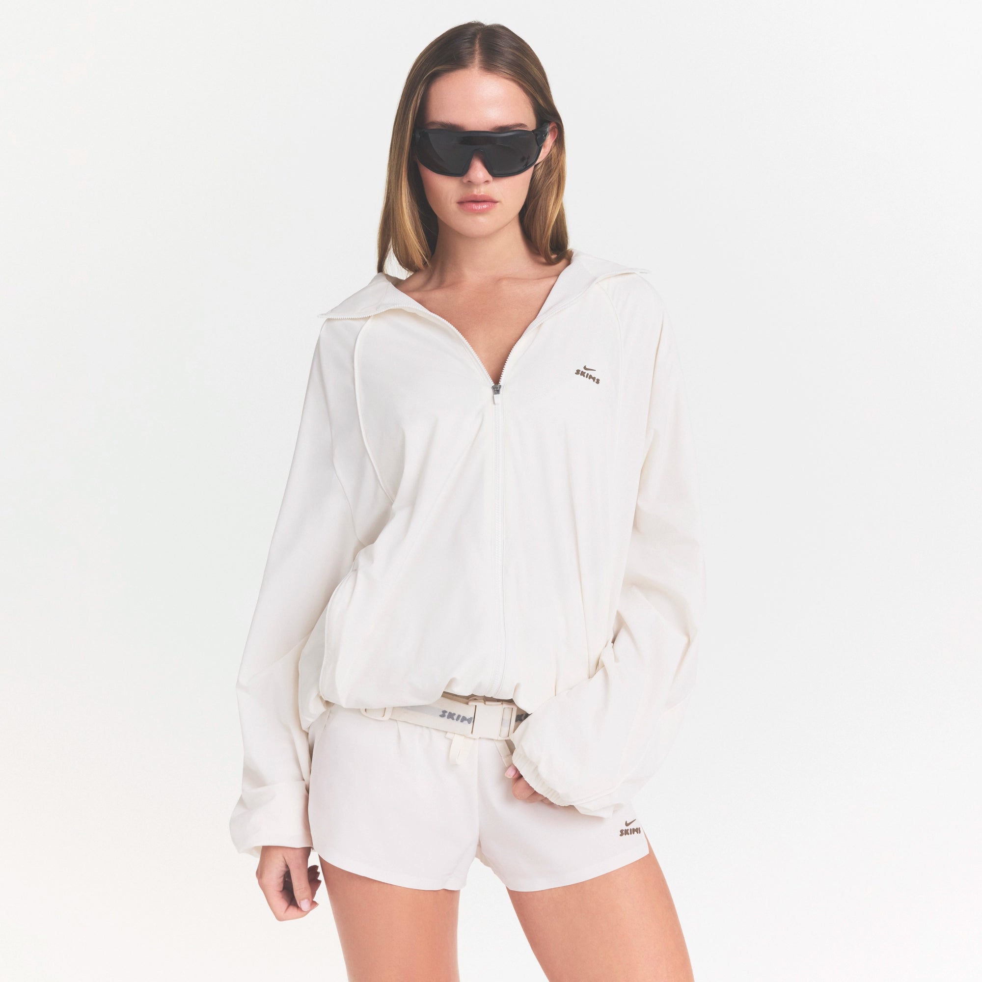 NikeSKIMS STRETCH NYLON OVERSIZED TRACK JACKET | IVORY - Image 3