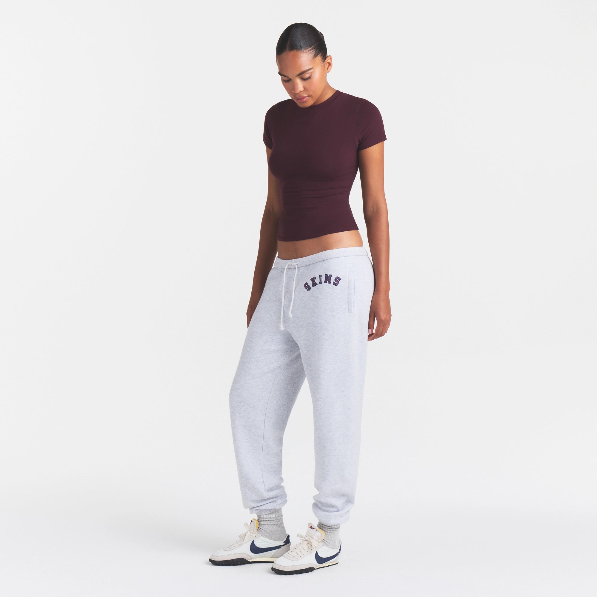 COTTON FLEECE CLASSIC JOGGER | LIGHT HEATHER GREY ARCHED SKIMS PLAID - Image 2