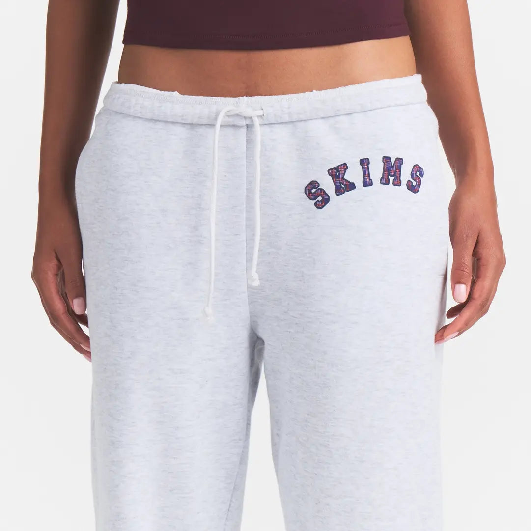 COTTON FLEECE CLASSIC JOGGER | LIGHT HEATHER GREY ARCHED SKIMS PLAID - Image 4