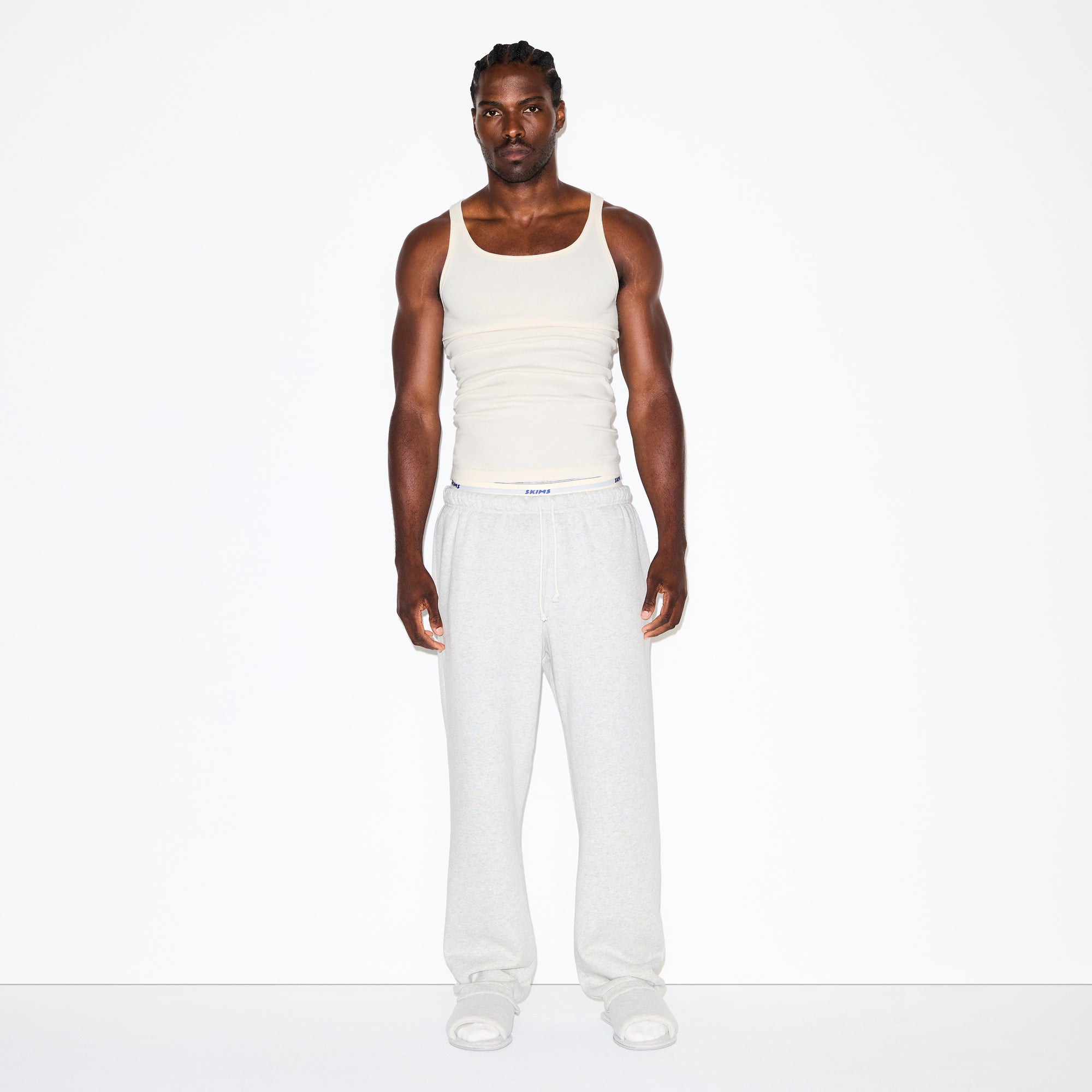 FLEECE LOUNGE MENS CLASSIC STRAIGHT LEG PANT | LIGHT HEATHER GREY - Image 3