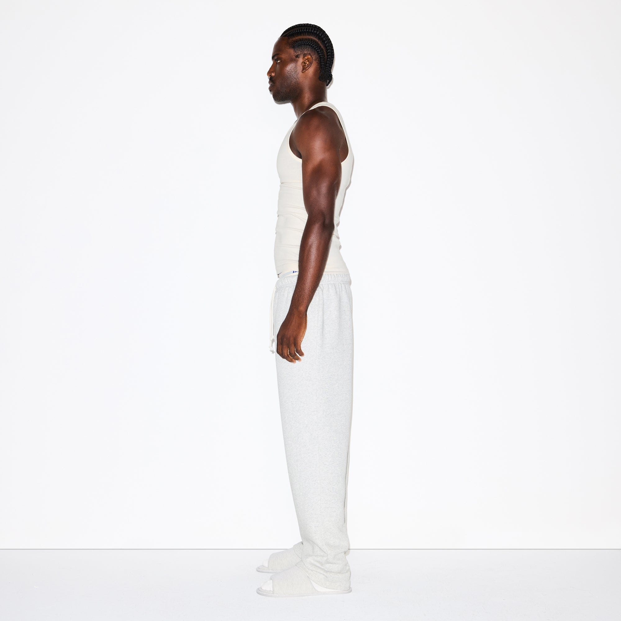 FLEECE LOUNGE MENS CLASSIC STRAIGHT LEG PANT | LIGHT HEATHER GREY - Image 4