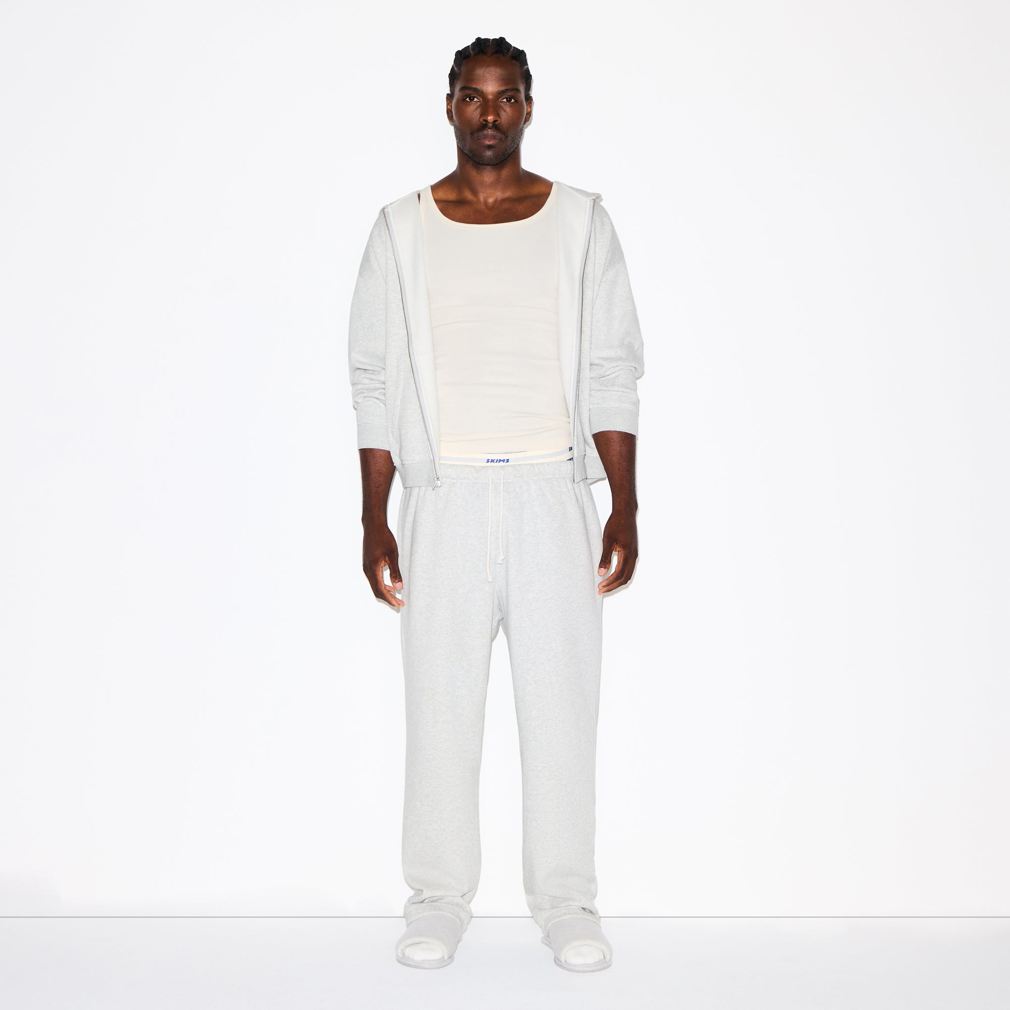 FLEECE LOUNGE MENS CLASSIC STRAIGHT LEG PANT | LIGHT HEATHER GREY - Image 2