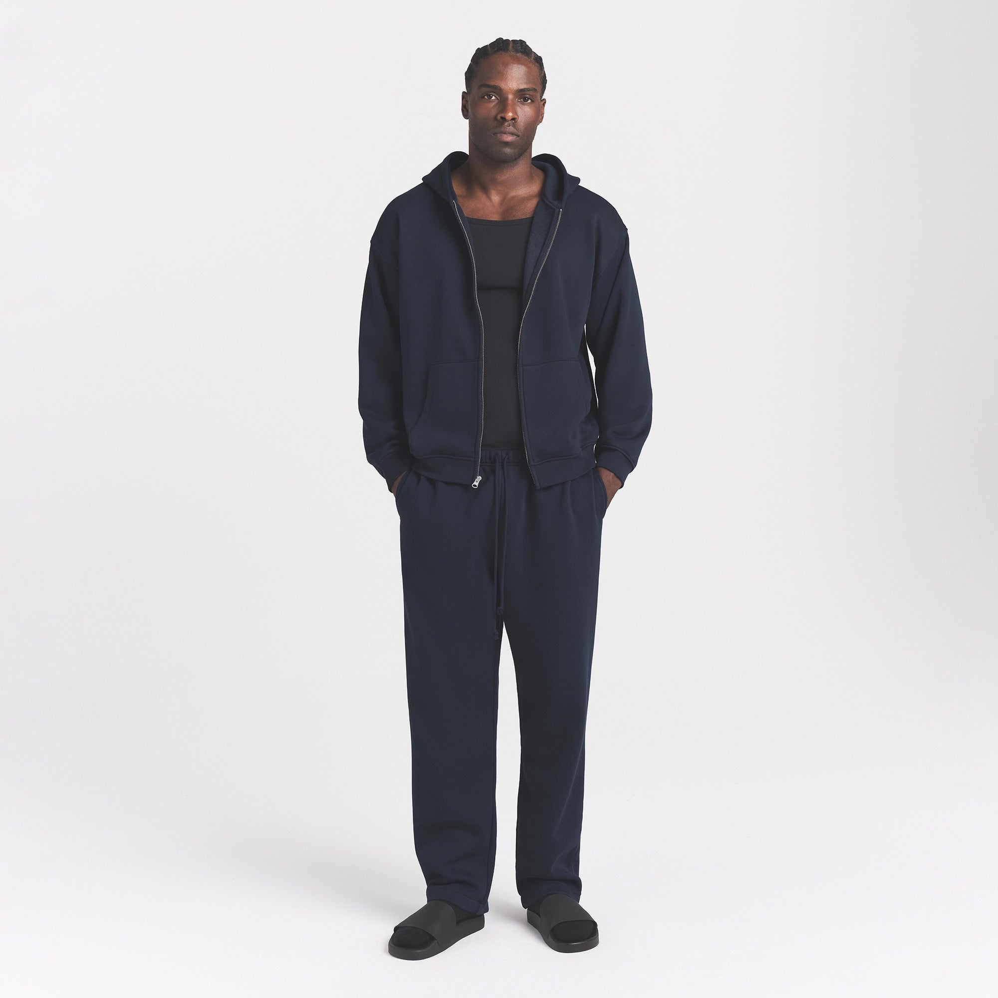 FLEECE LOUNGE MENS CLASSIC STRAIGHT LEG PANT | NAVY - Image 2