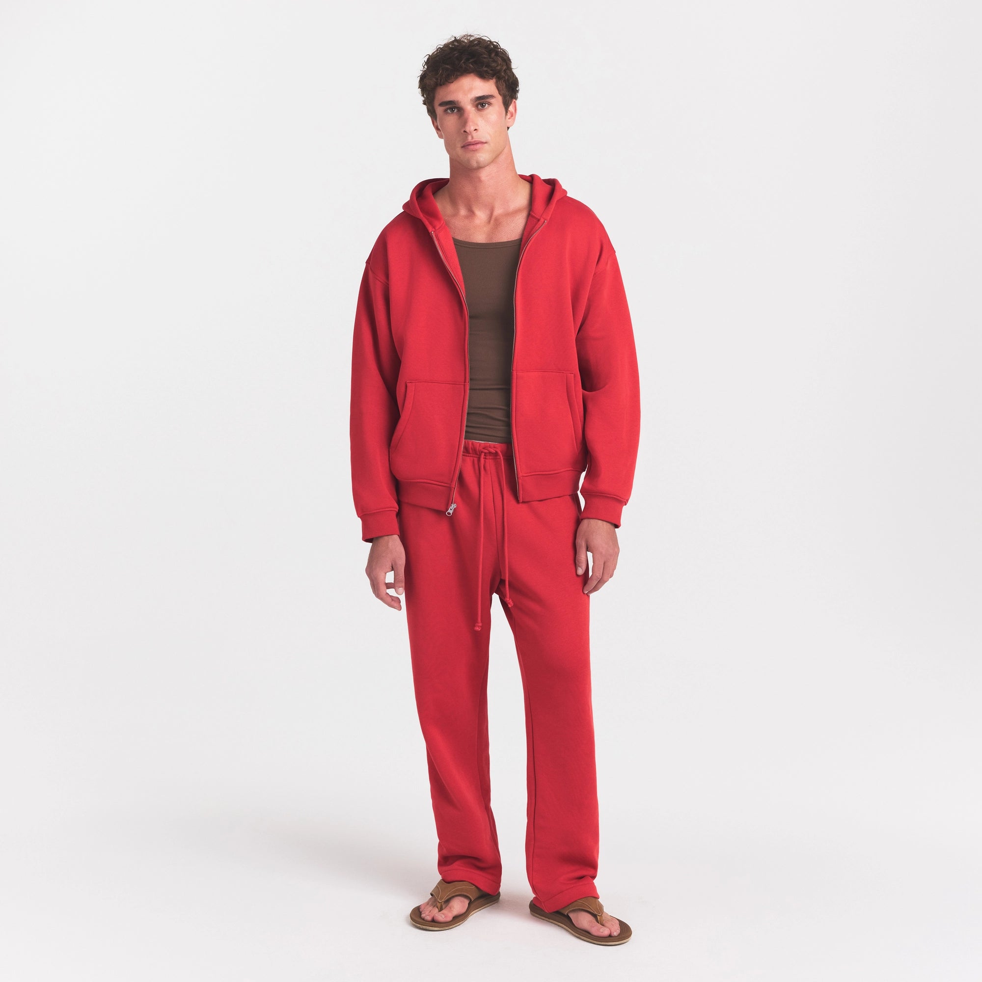 FLEECE LOUNGE MENS CLASSIC STRAIGHT LEG PANT | WASHED RED - Image 2