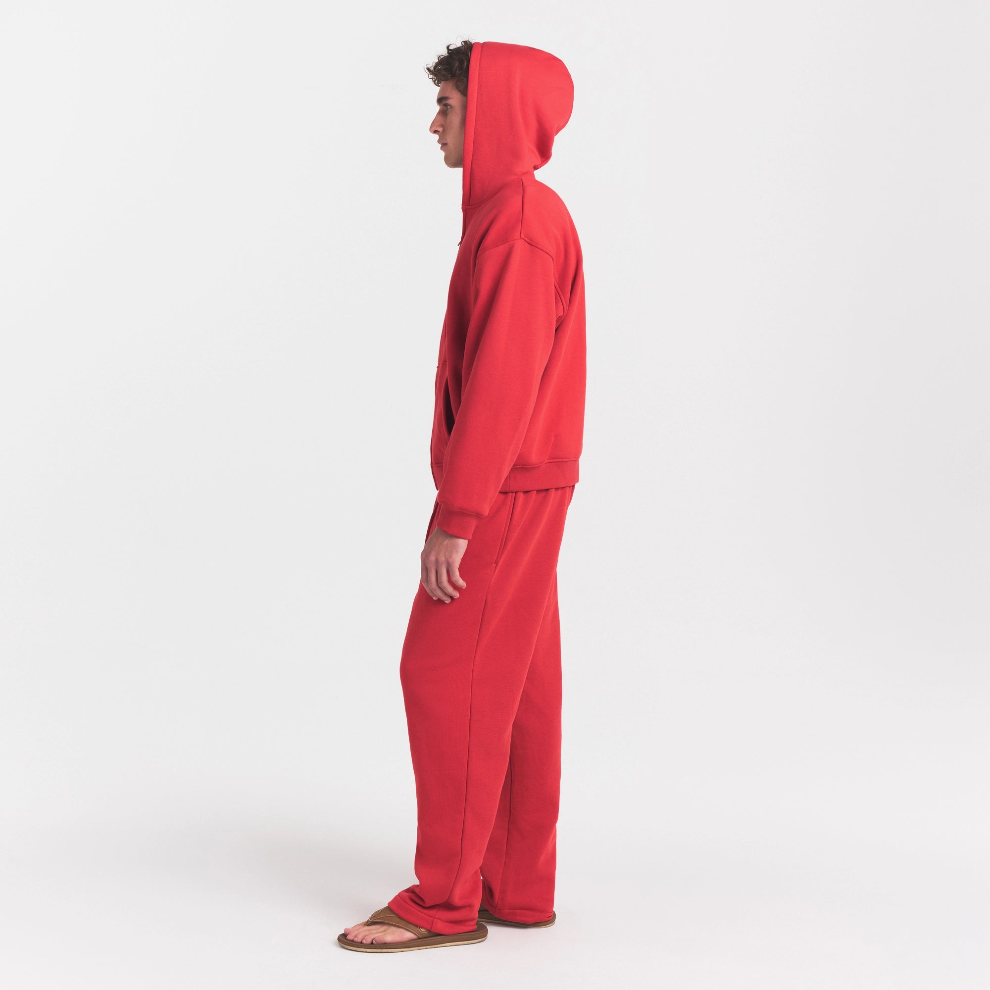 FLEECE LOUNGE MENS CLASSIC STRAIGHT LEG PANT | WASHED RED - Image 3