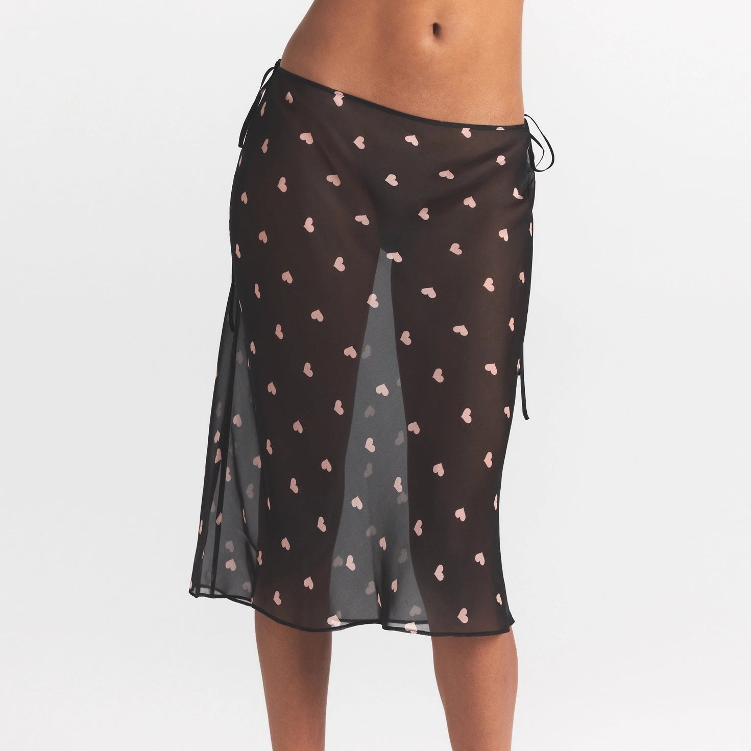 SKIMS ROMANCE TIE SIDE MIDI SKIRT | OBSIDIAN SPACED HEARTS - Image 3