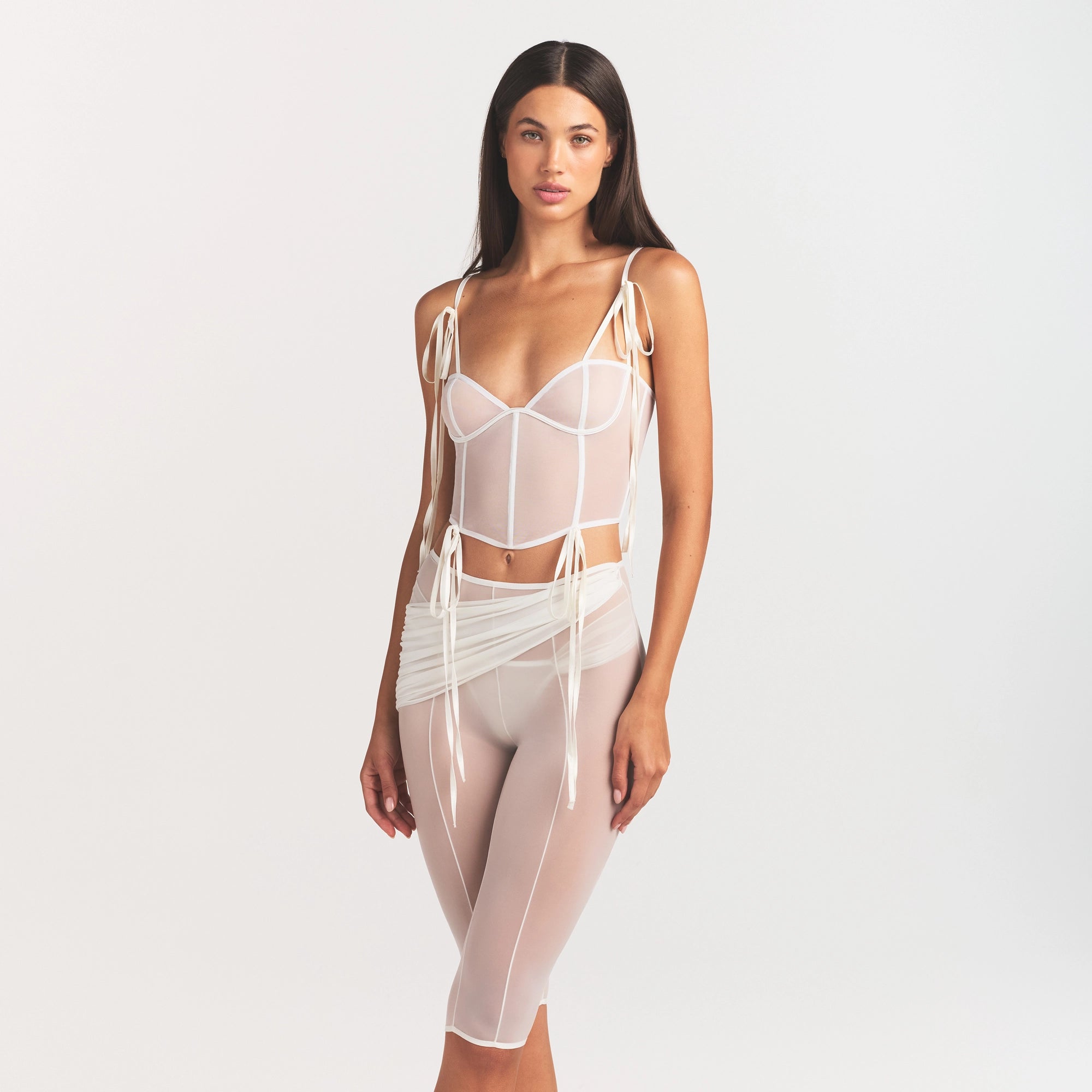 ULTRA FINE MESH DRAPED CAPRI | IVORY - Image 3