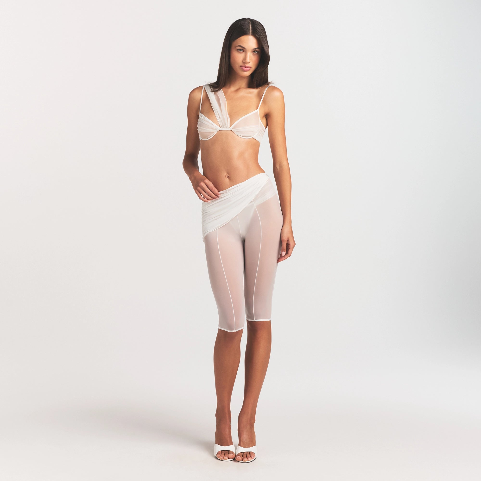 ULTRA FINE MESH DRAPED CAPRI | IVORY - Image 2