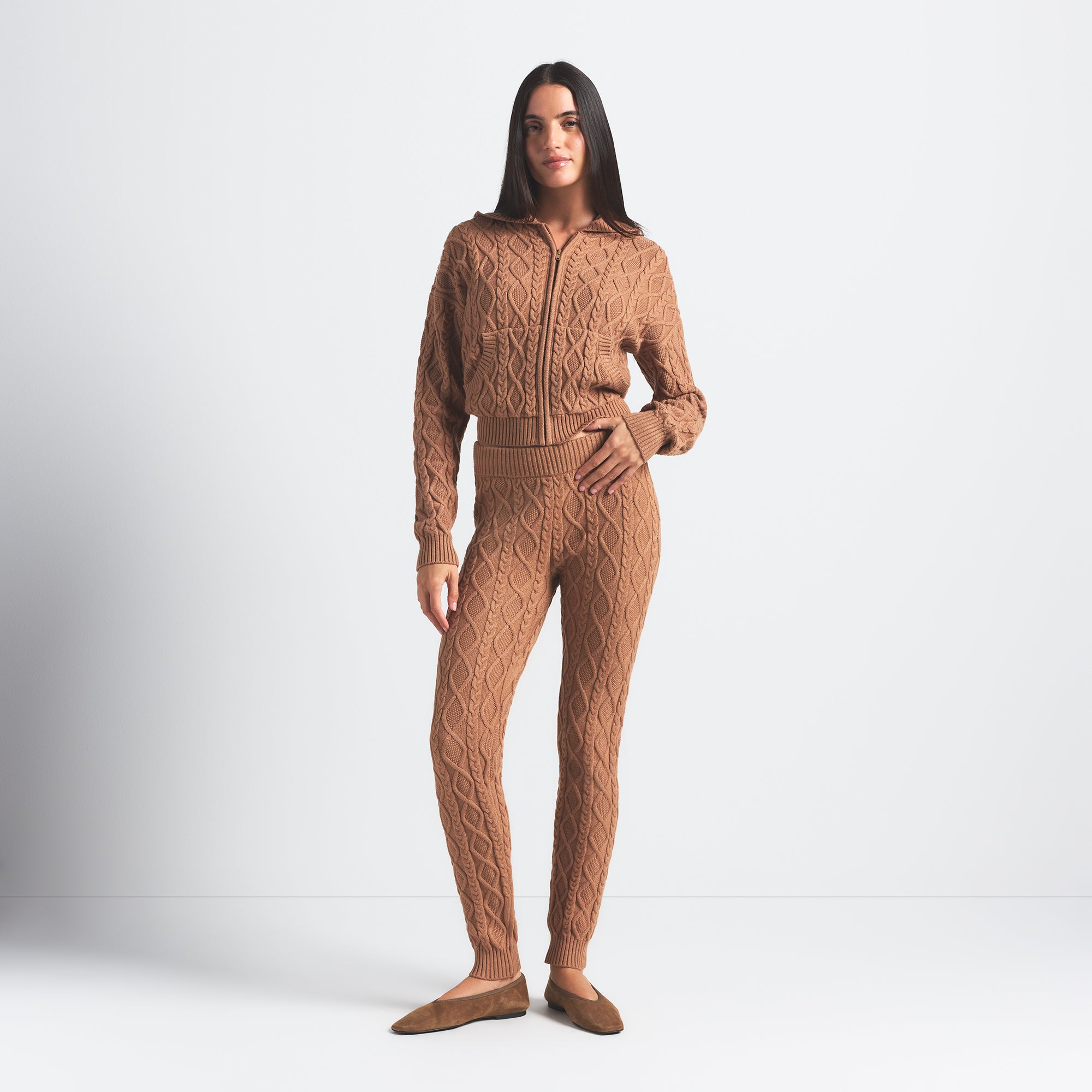 SWEATER KNITS CABLEKNIT LEGGING | DARK HONEY - Image 3