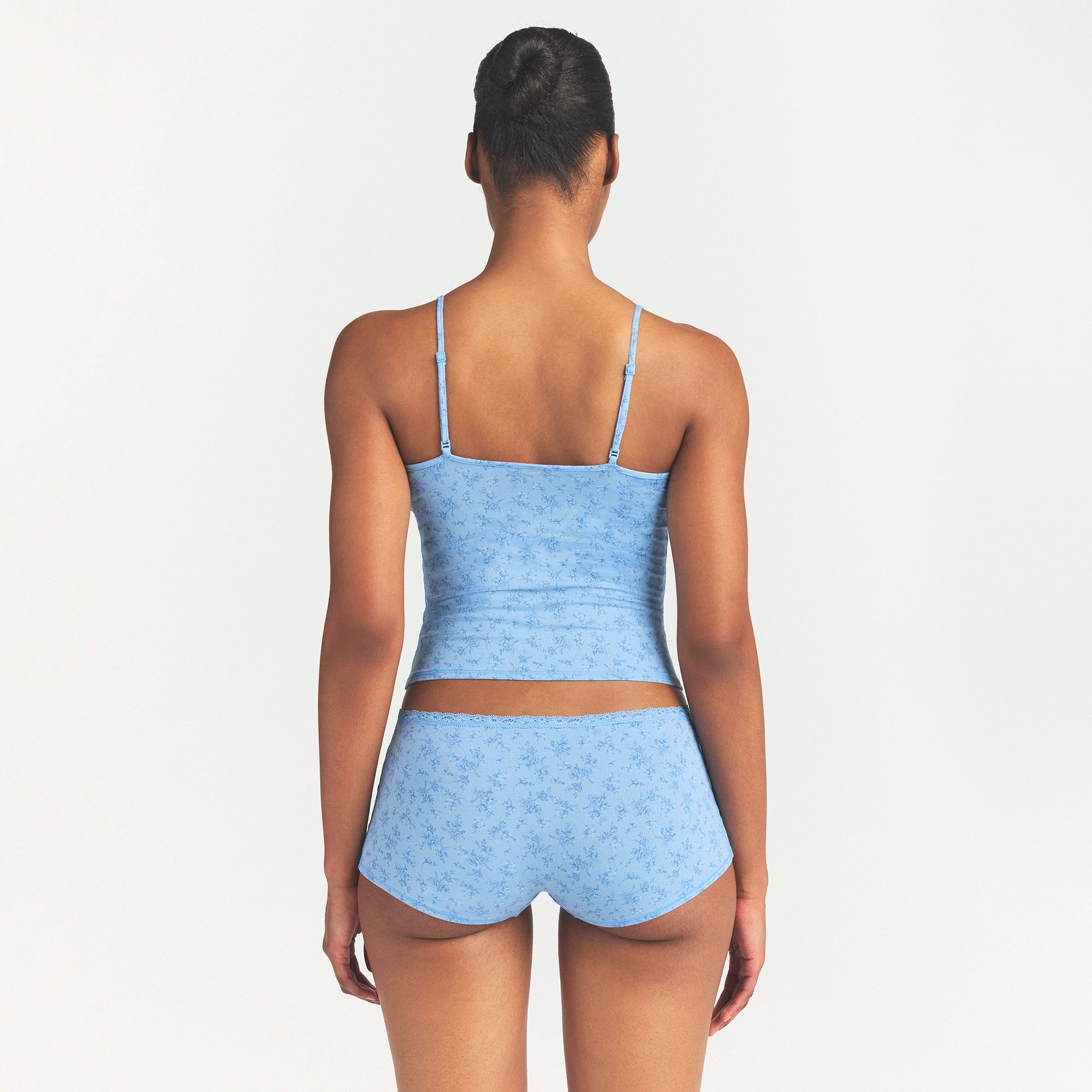 LIGHTWEIGHT COTTON LACE CAMI AND BOY SHORT SET | SURF DAINTY FLORAL PRINT - Image 4