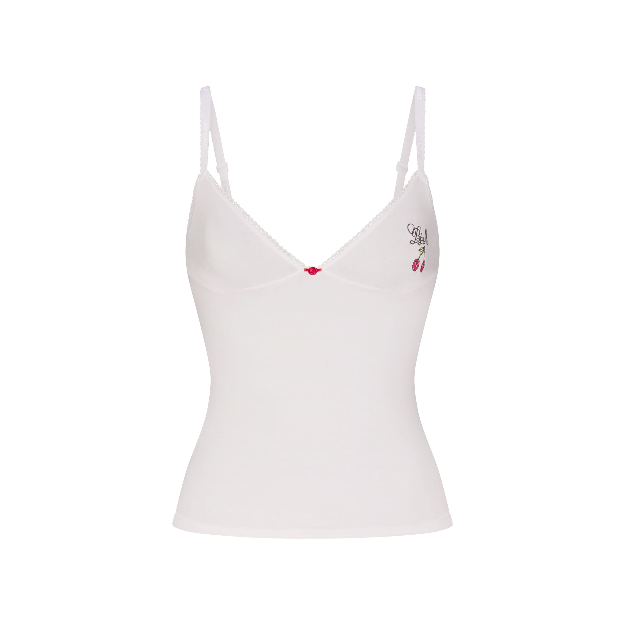 LIGHTWEIGHT COTTON LOGO PICOT CAMI AND BOY SHORT SET | SNOW CONTRAST - Image 7