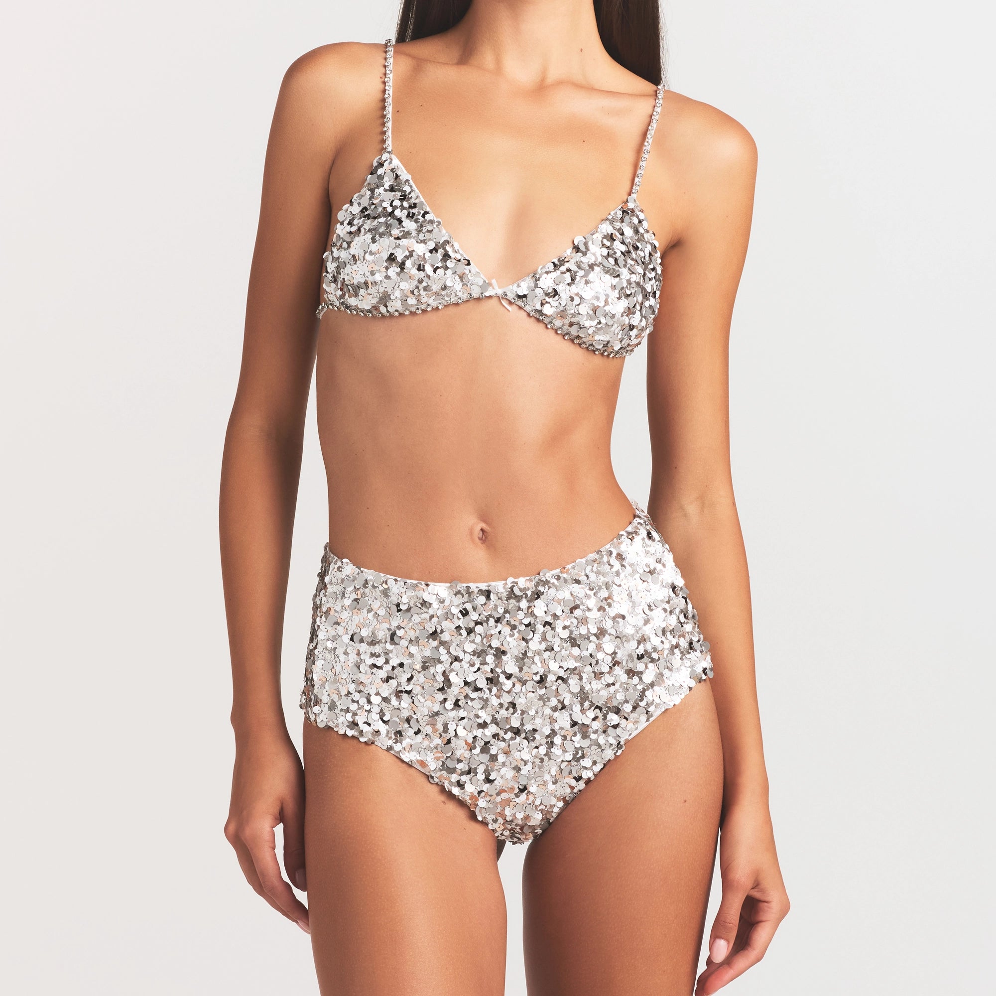 NOVELTY INTIMATES SEQUIN BRALETTE AND HIPSTER SET | SNOW - Image 3