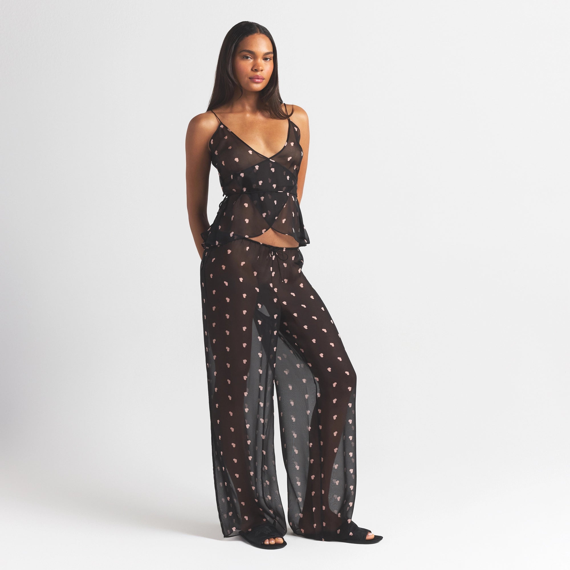 SKIMS ROMANCE WRAP CAMI TOP | OBSIDIAN SPACED HEARTS - Image 2