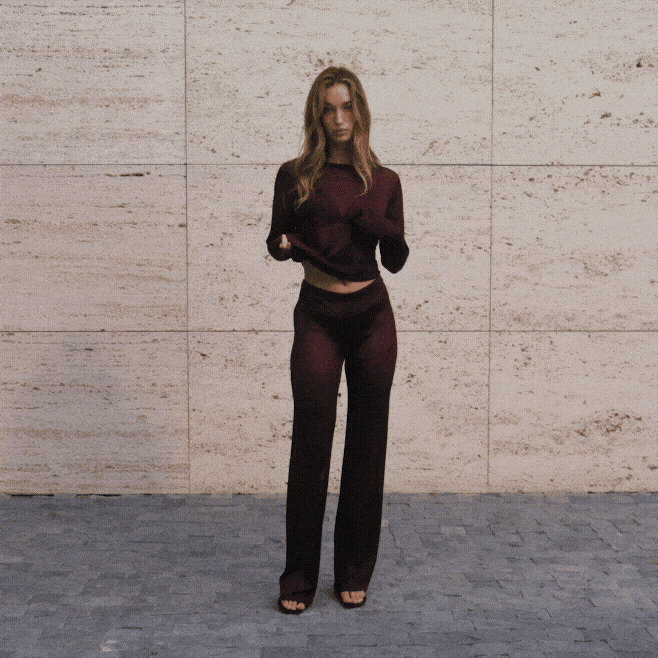 SLINKY KNIT CREW NECK LONG SLEEVE TOP | CURRANT - Image 6