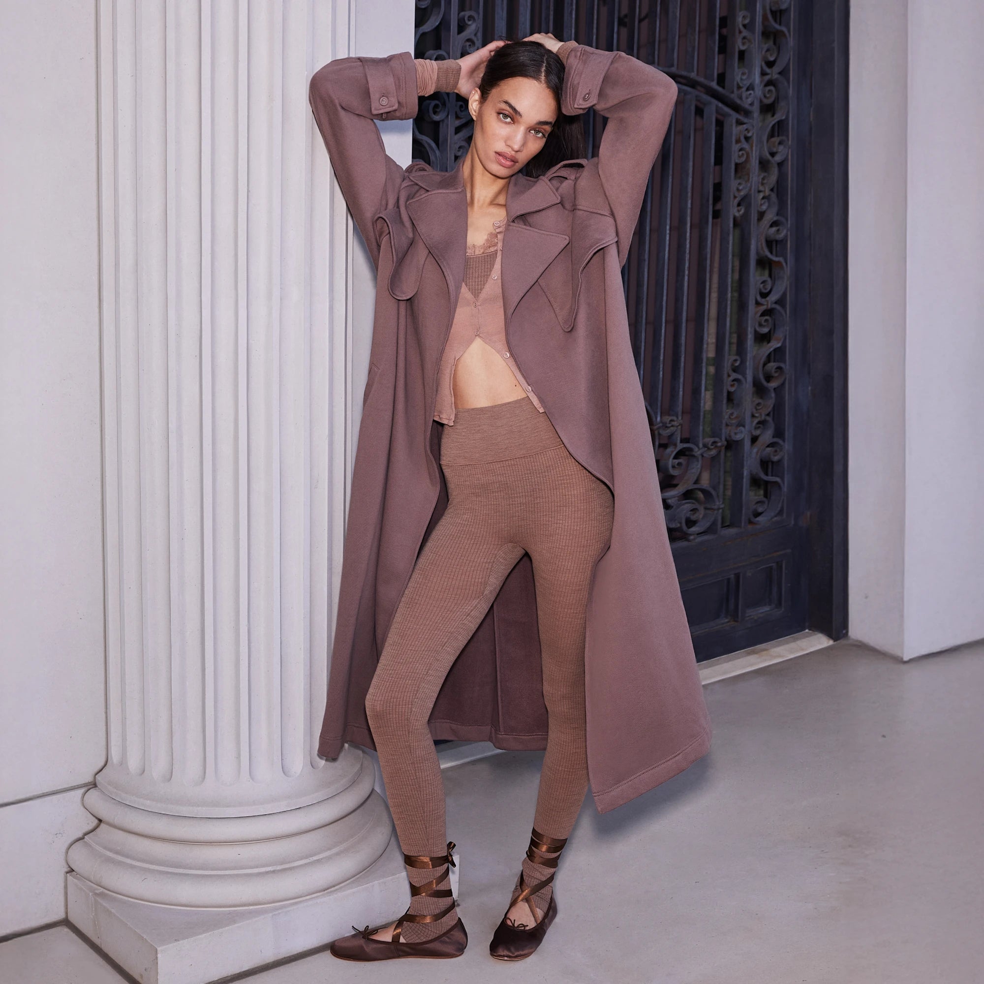 BOYFRIEND FLEECE OVERSIZED TRENCH COAT | UMBER - Image 6
