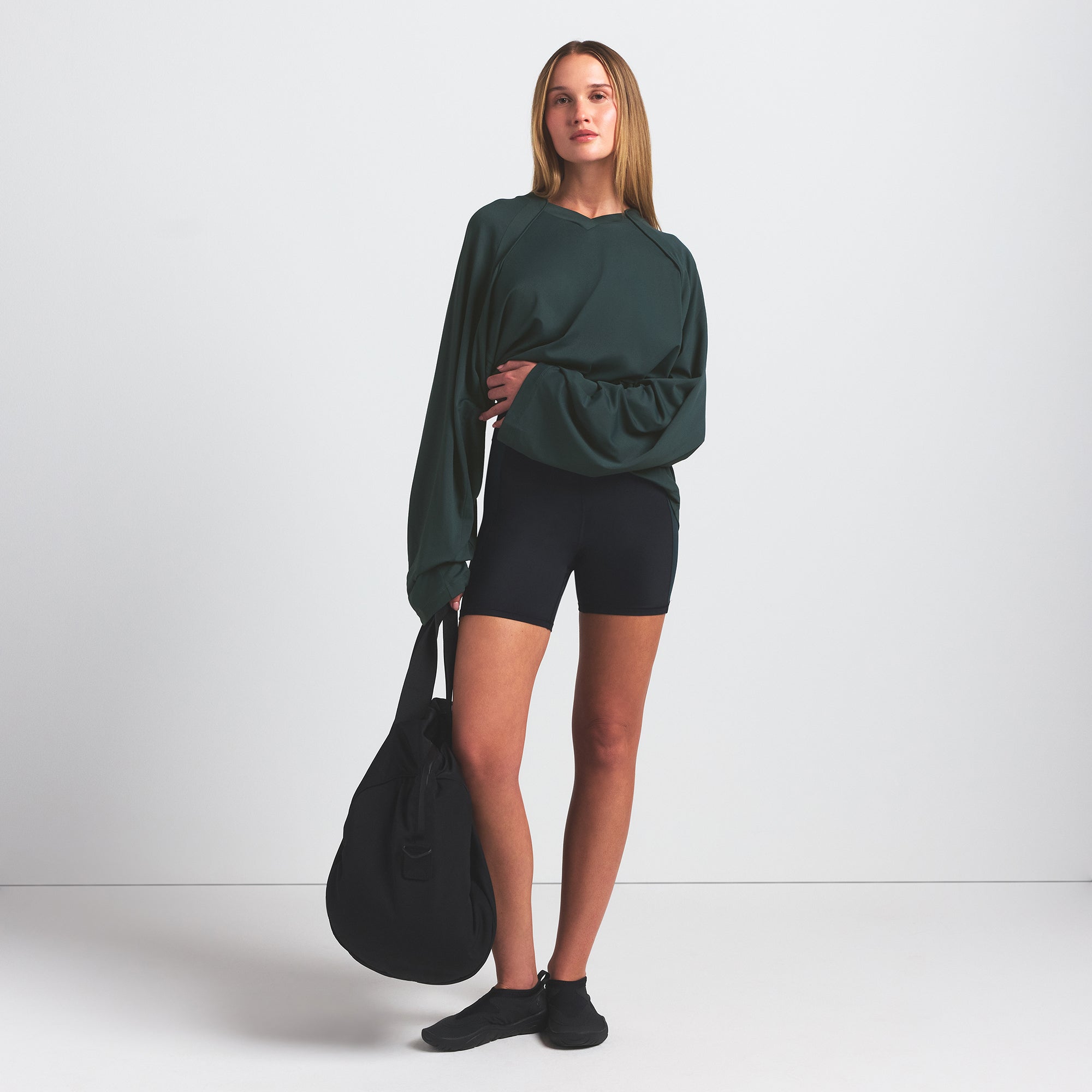 NikeSKIMS AIRY V-NECK OVERSIZED LONG SLEEVE TOP | DARK TEAL - Image 4